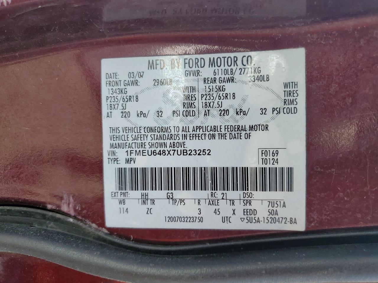 2007 FORD EXPLORER EDDIE BAUER photo 13