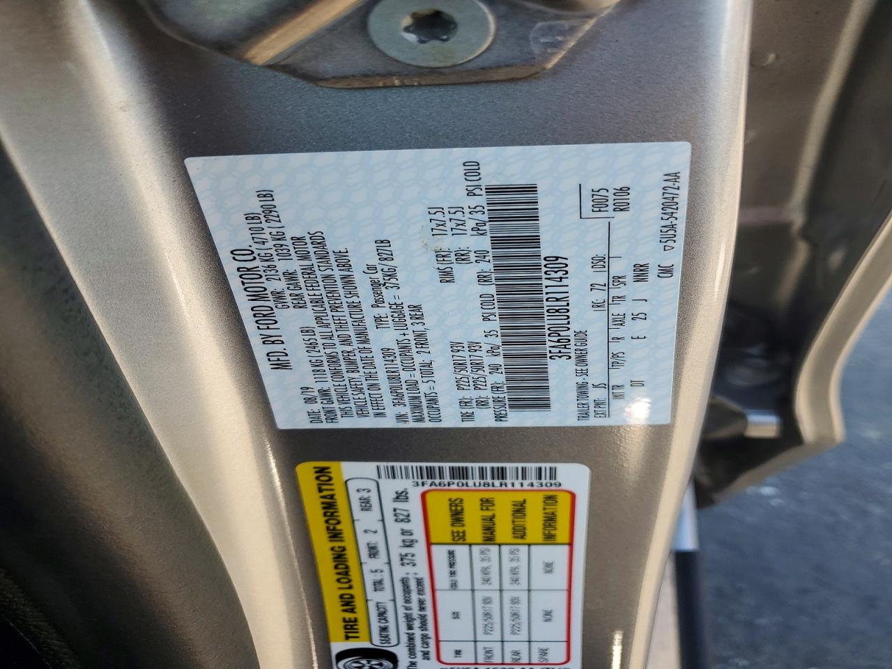 2020 FORD FUSION SE photo 12