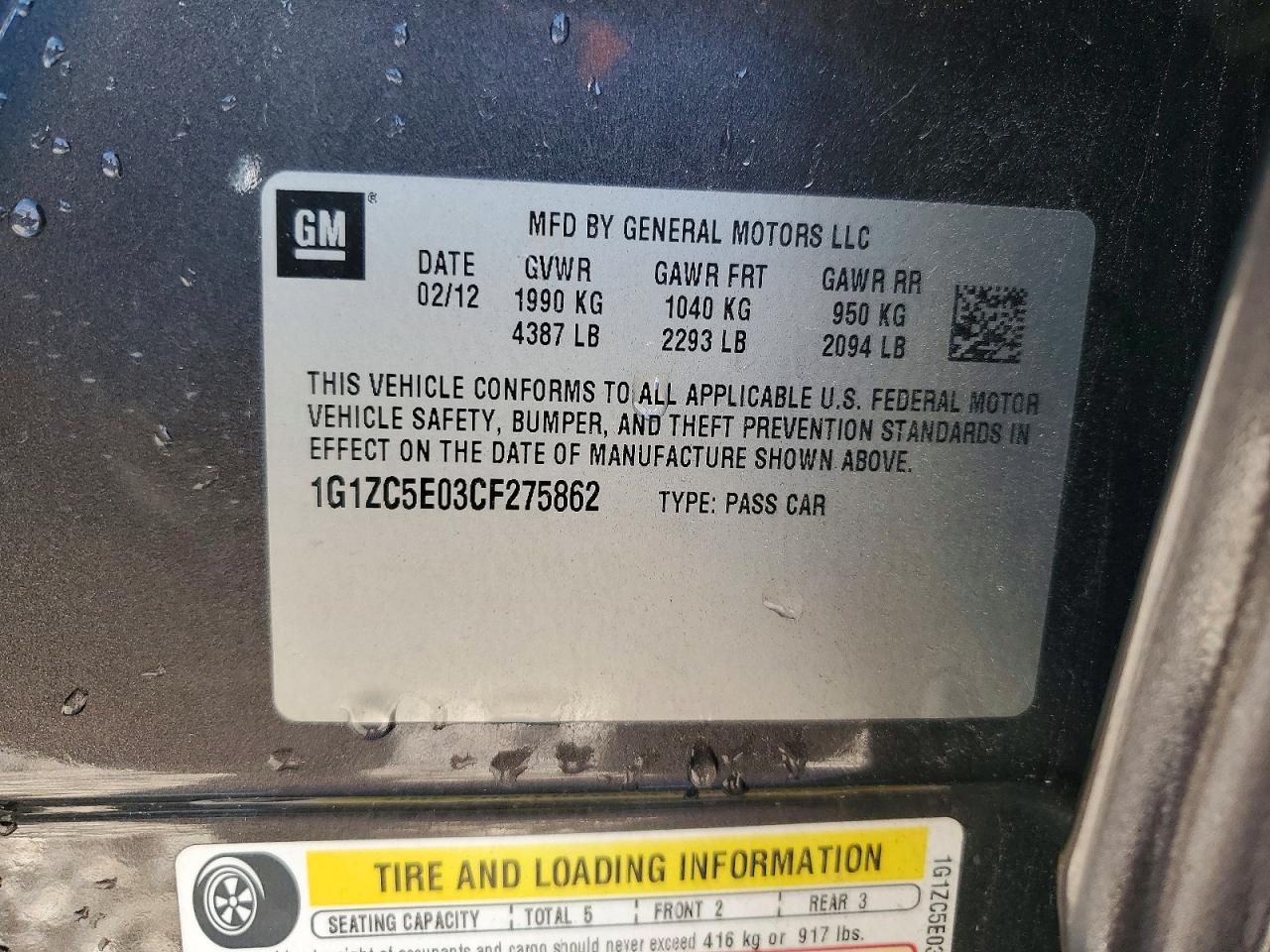 2012 CHEVROLET MALIBU 1LT photo 34