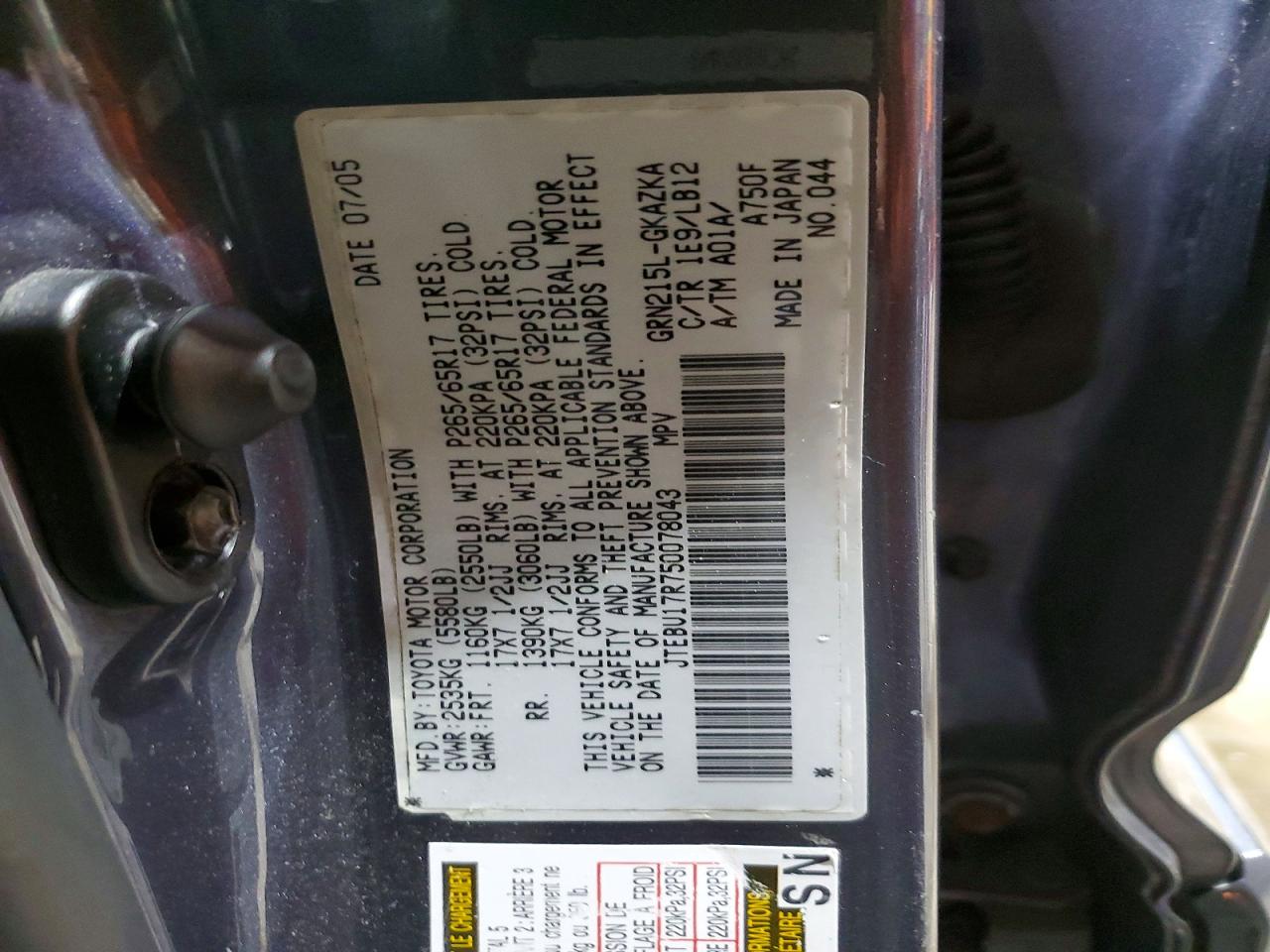 2005 TOYOTA 4RUNNER LIMITED photo 25