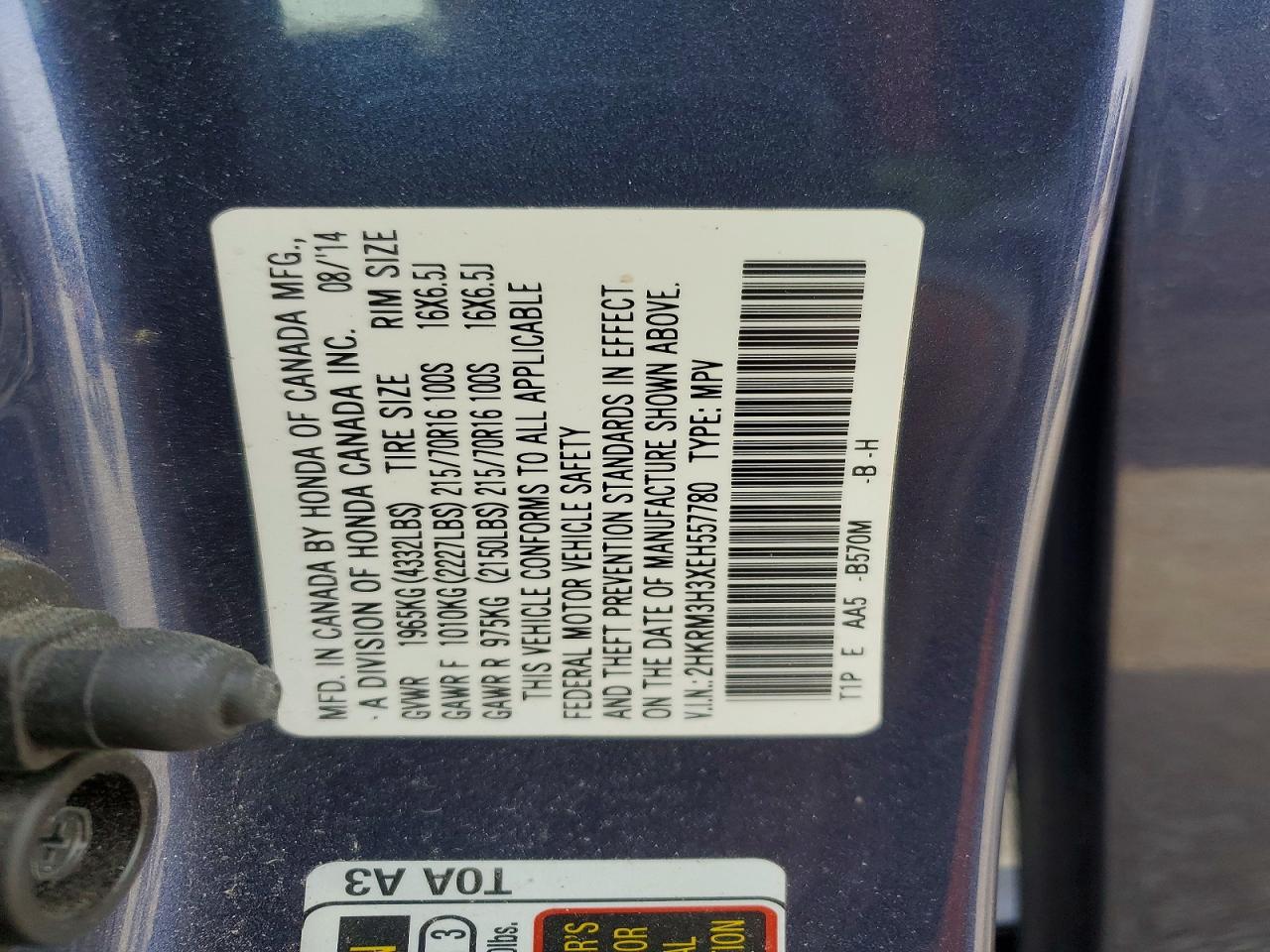 2014 HONDA CR-V LX photo 13