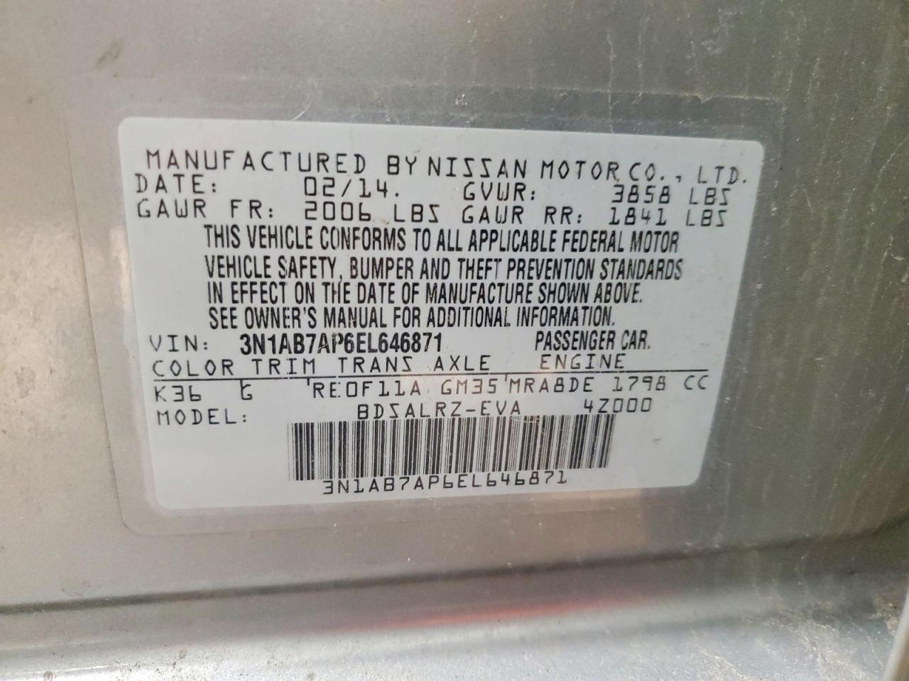 2014 NISSAN SENTRA SR photo 25