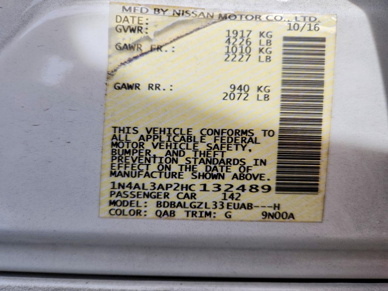 2017 NISSAN ALTIMA 2.5 S photo 12