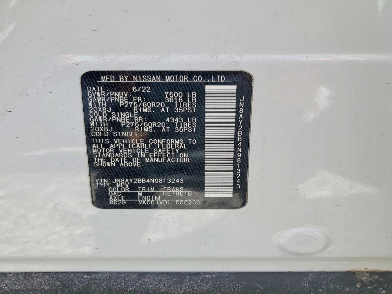 2022 NISSAN ARMADA SL photo 27