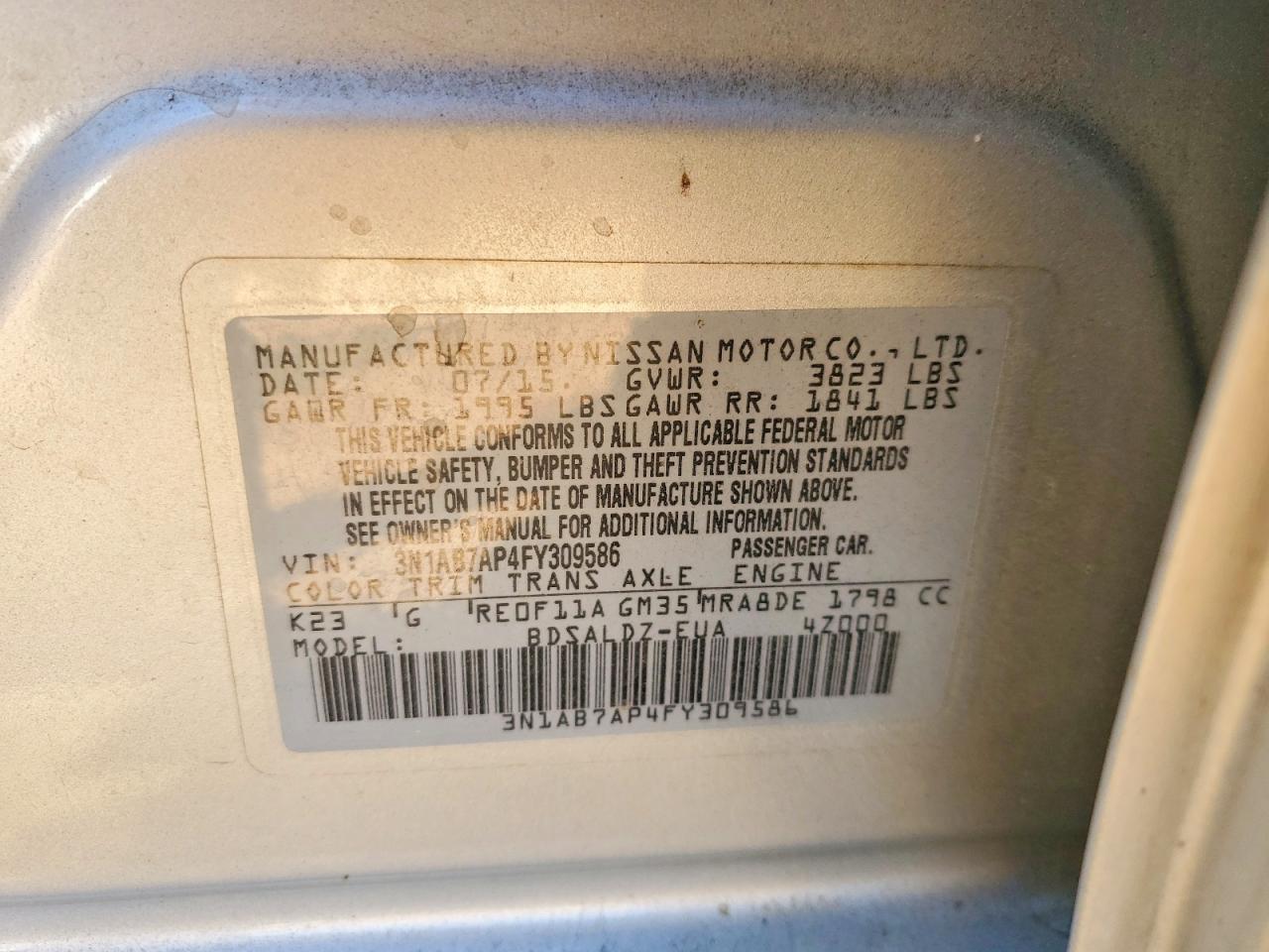 2015 NISSAN SENTRA SV photo 34