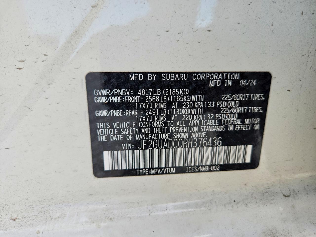2024 SUBARU CROSSTREK PREMIUM photo 37