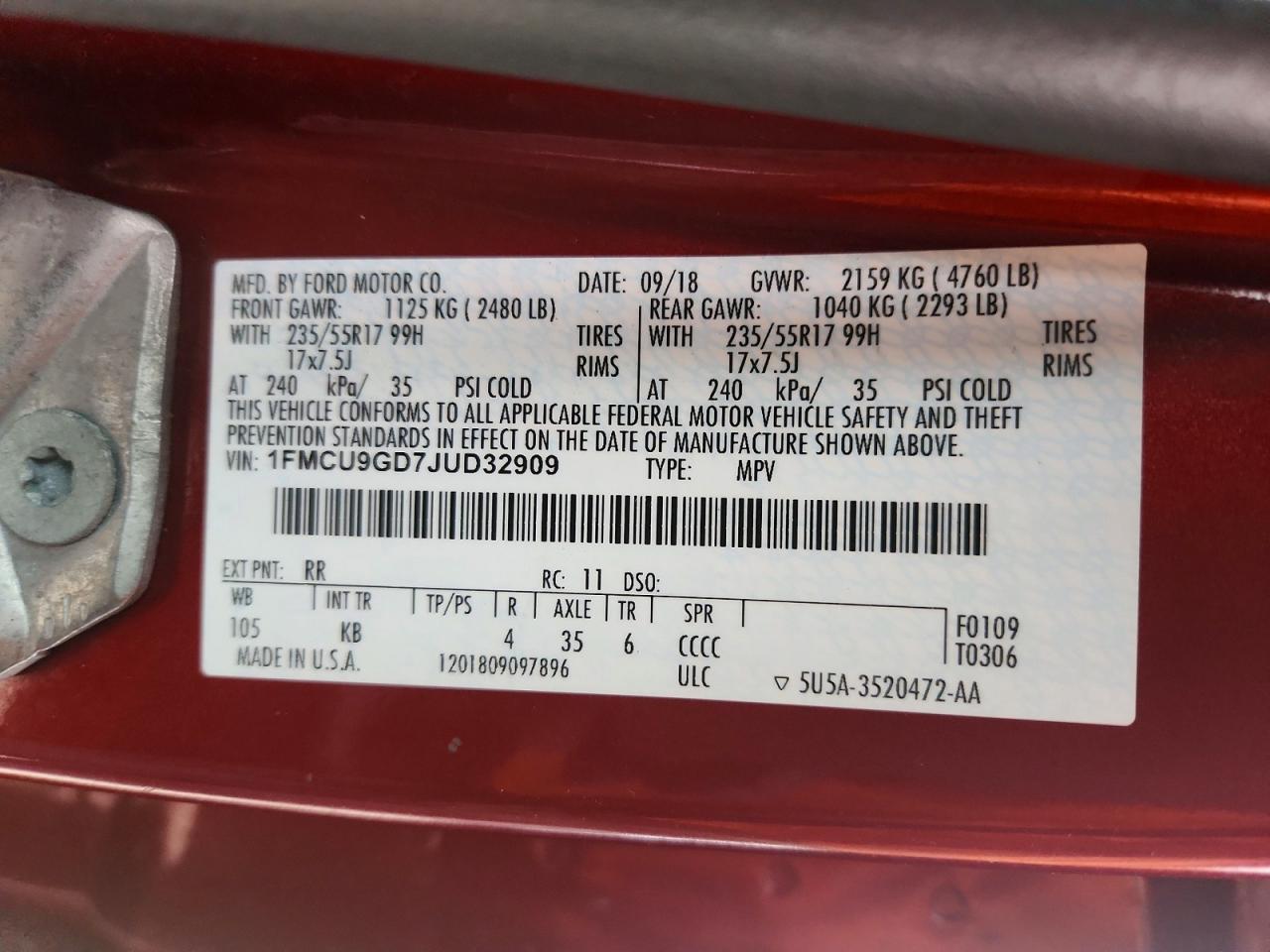 2018 FORD ESCAPE SE photo 13