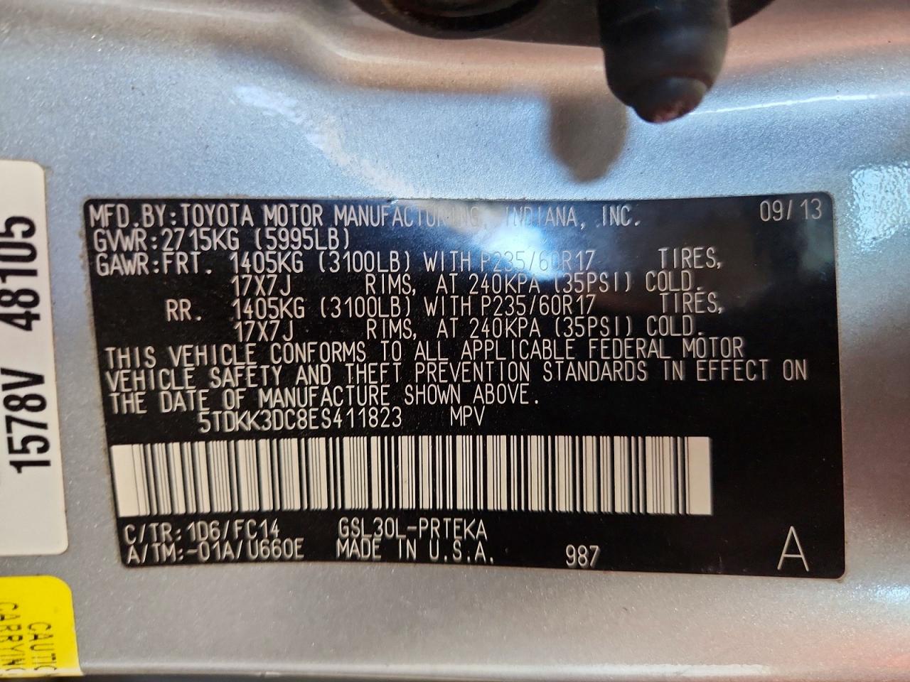 2014 TOYOTA SIENNA LE 8-PASSENGER photo 27