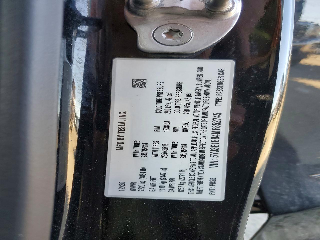 2021 TESLA MODEL 3 photo 23