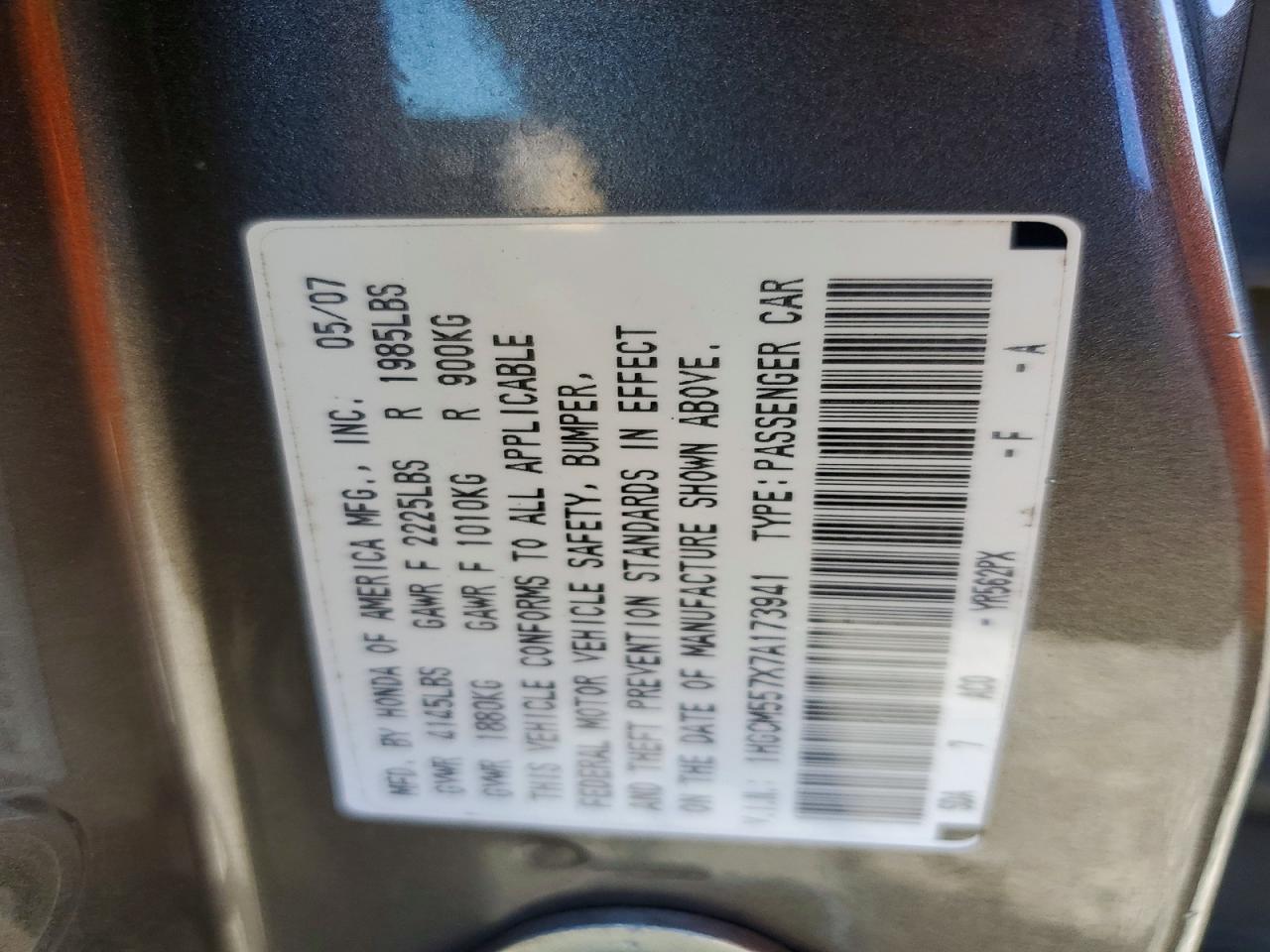 2007 HONDA ACCORD EX photo 23