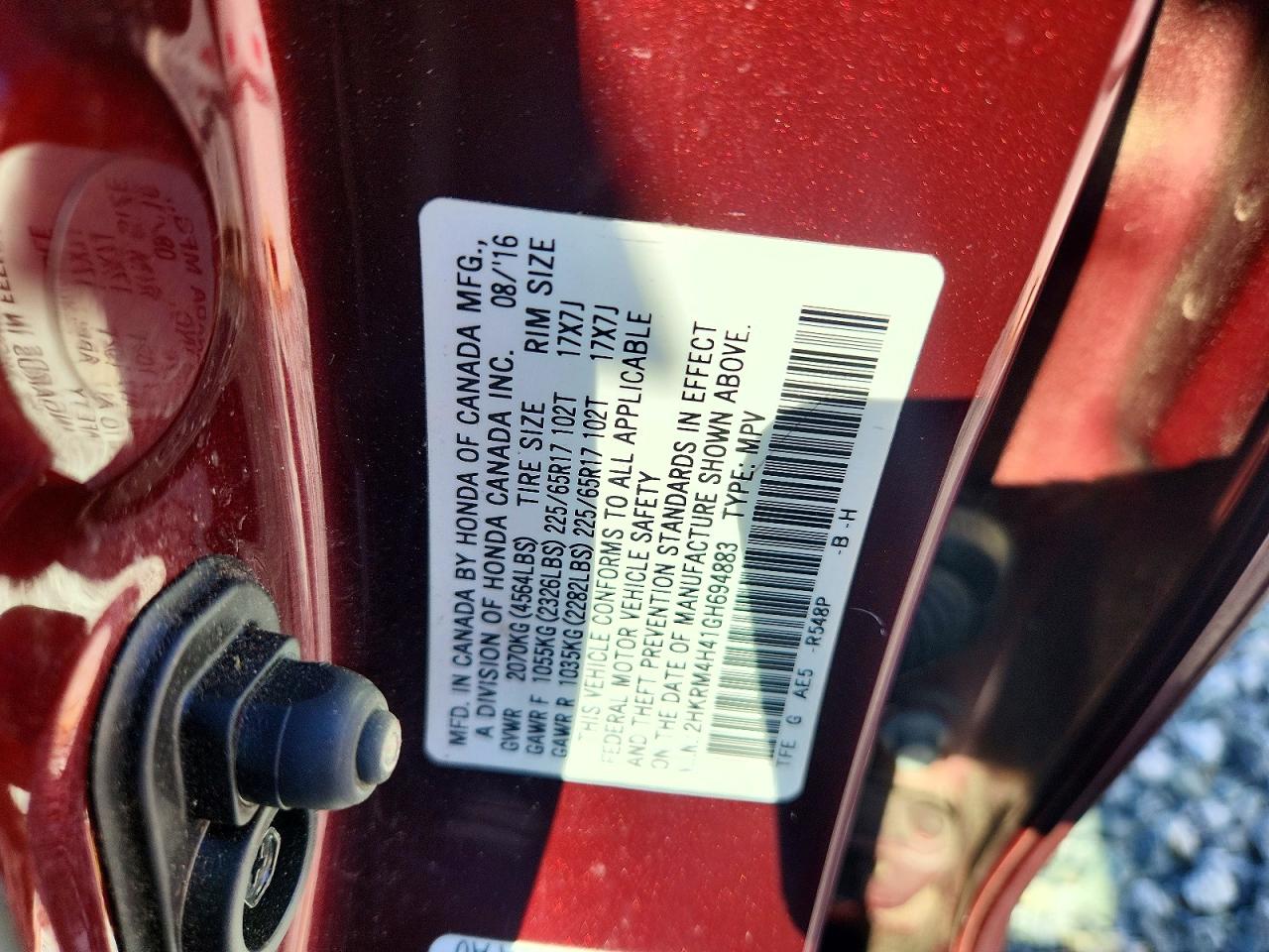 2016 HONDA CR-V SE photo 25