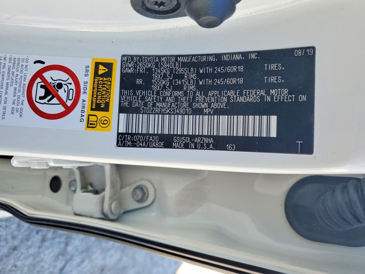 2019 TOYOTA HIGHLANDER LE PLUS photo 14