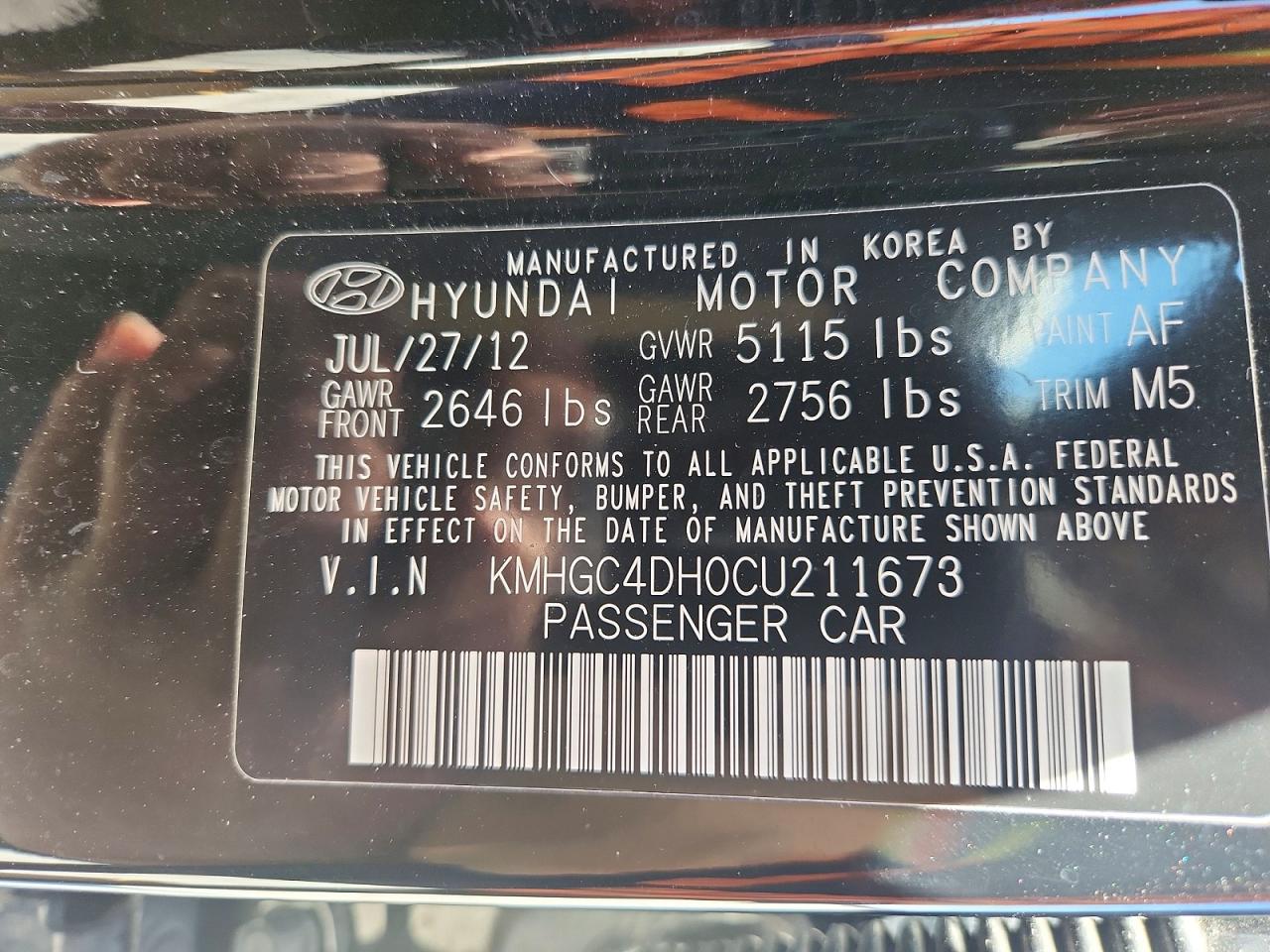 2012 HYUNDAI GENESIS 5.0L photo 23