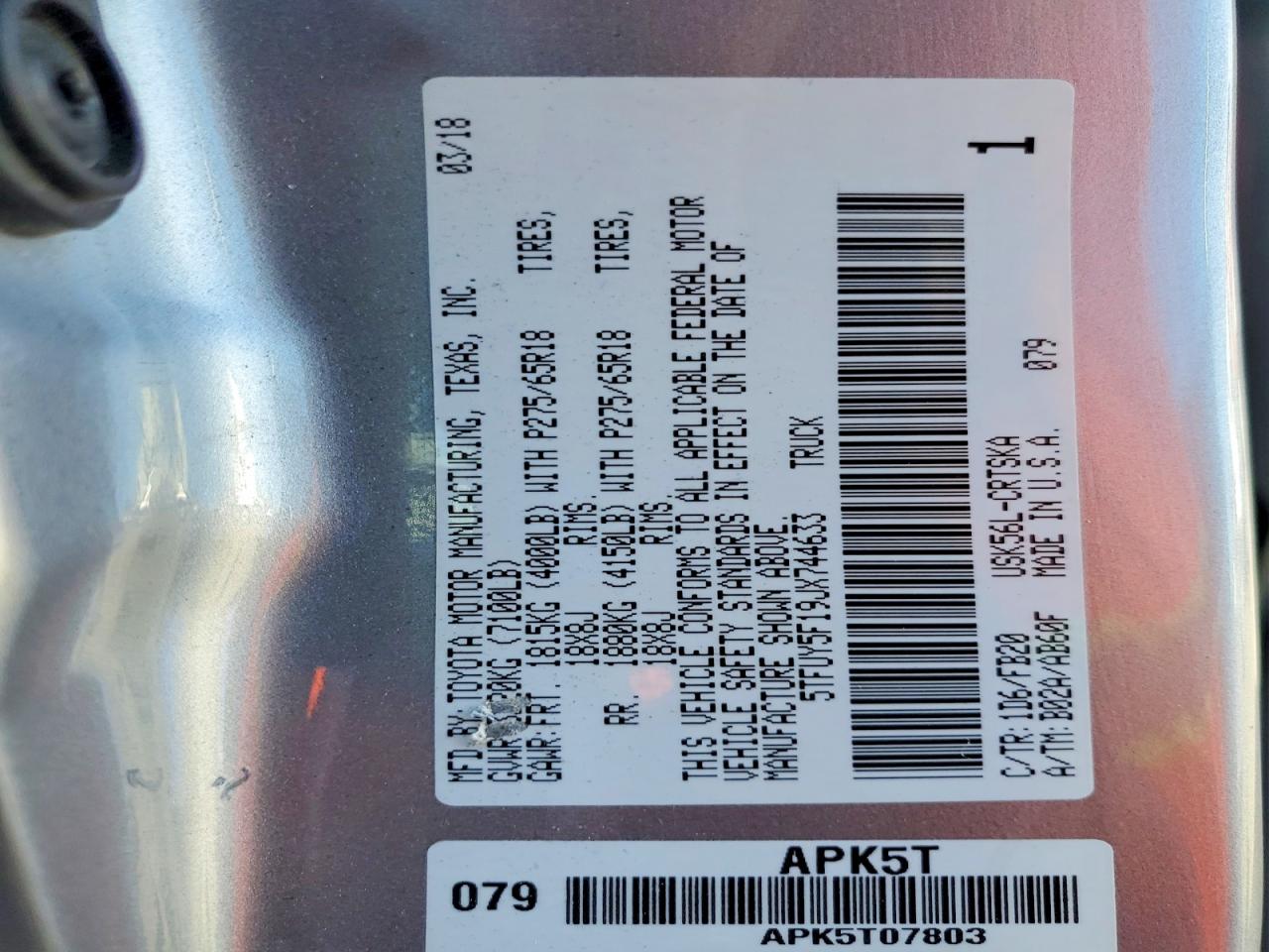 2018 TOYOTA TUNDRA SR5 photo 12