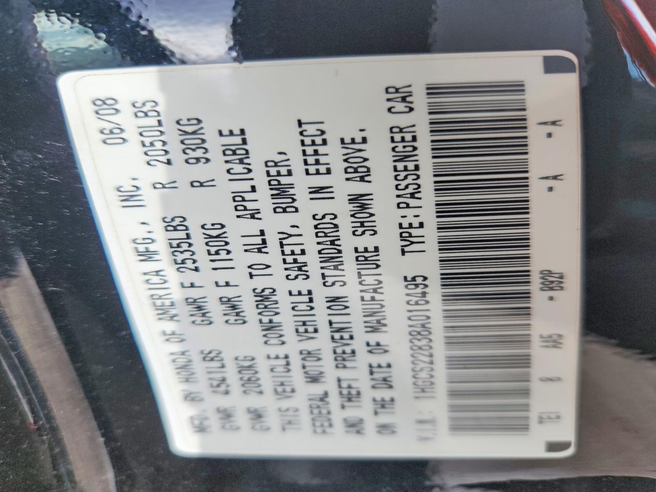 2008 HONDA ACCORD EXL photo 25