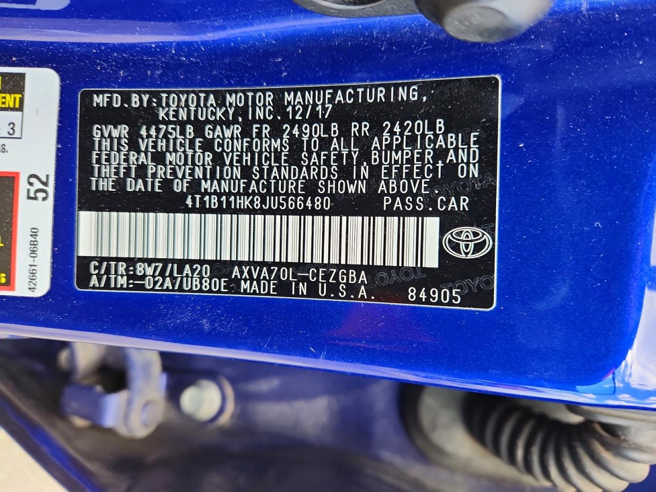 2018 TOYOTA CAMRY XLE photo 13