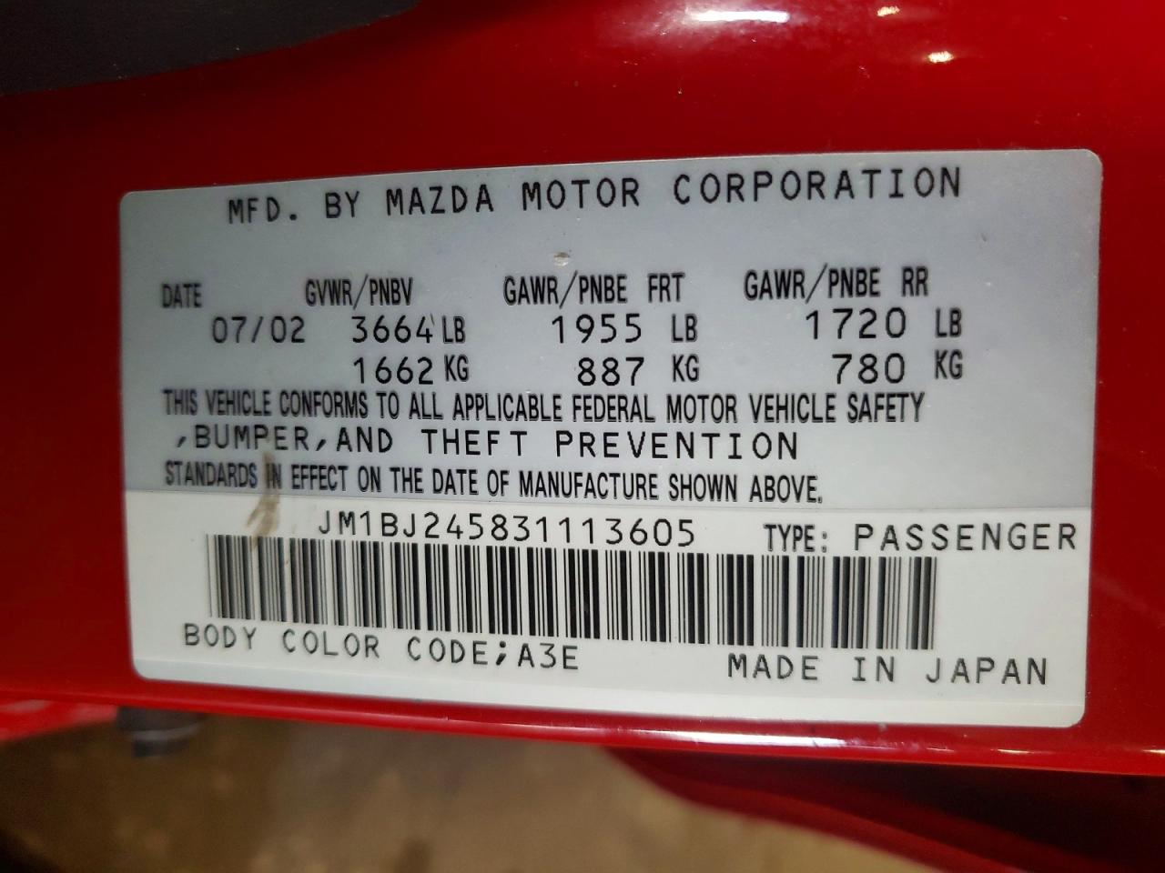 2003 MAZDA PROTEGE PR5 photo 25