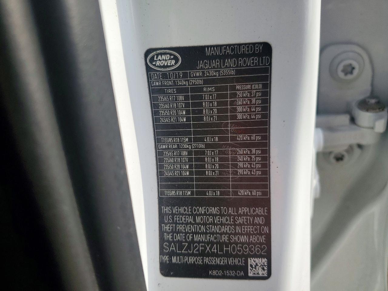 2020 LAND ROVER RANGE ROVER photo 25