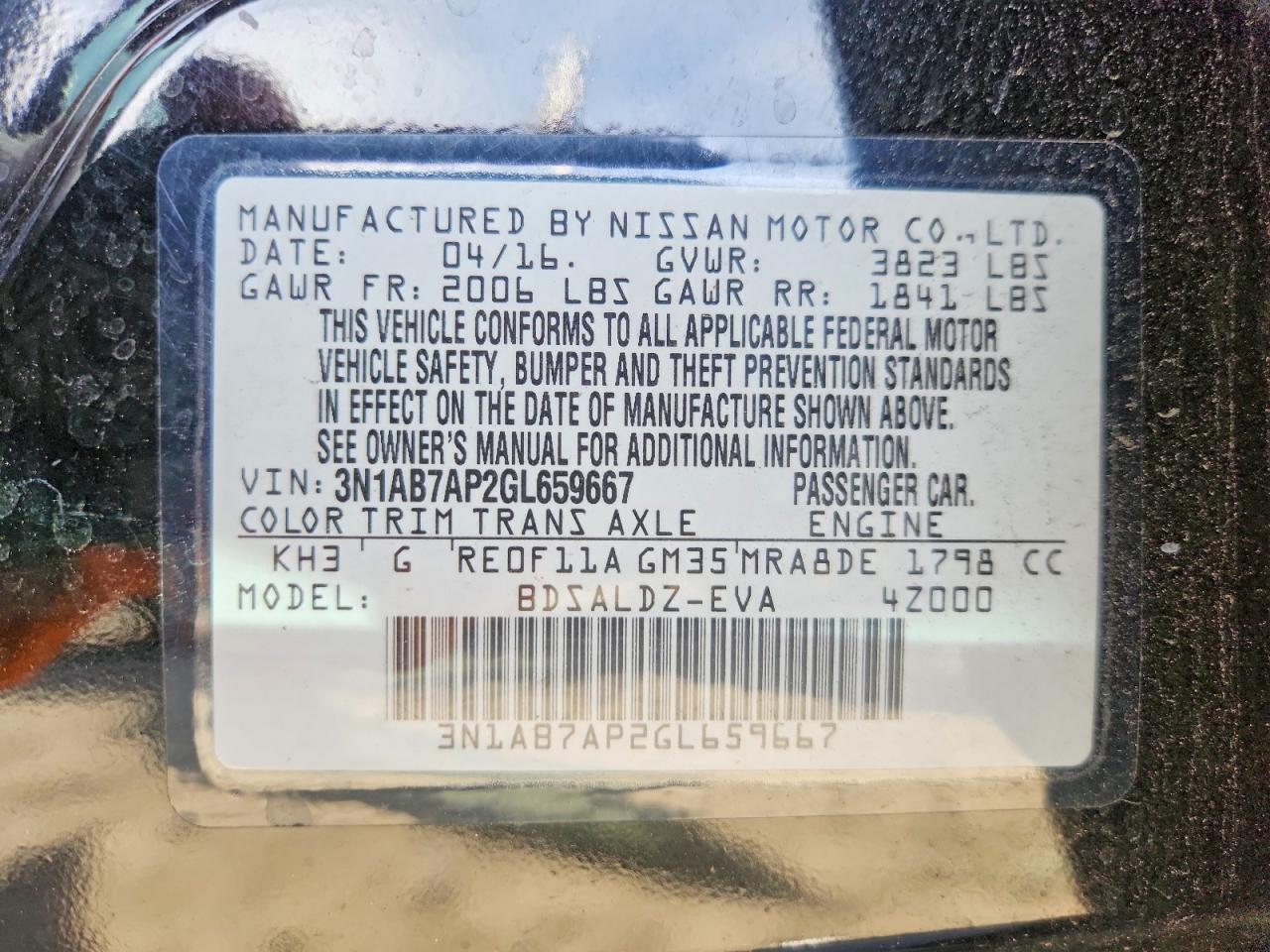 2016 NISSAN SENTRA S photo 12