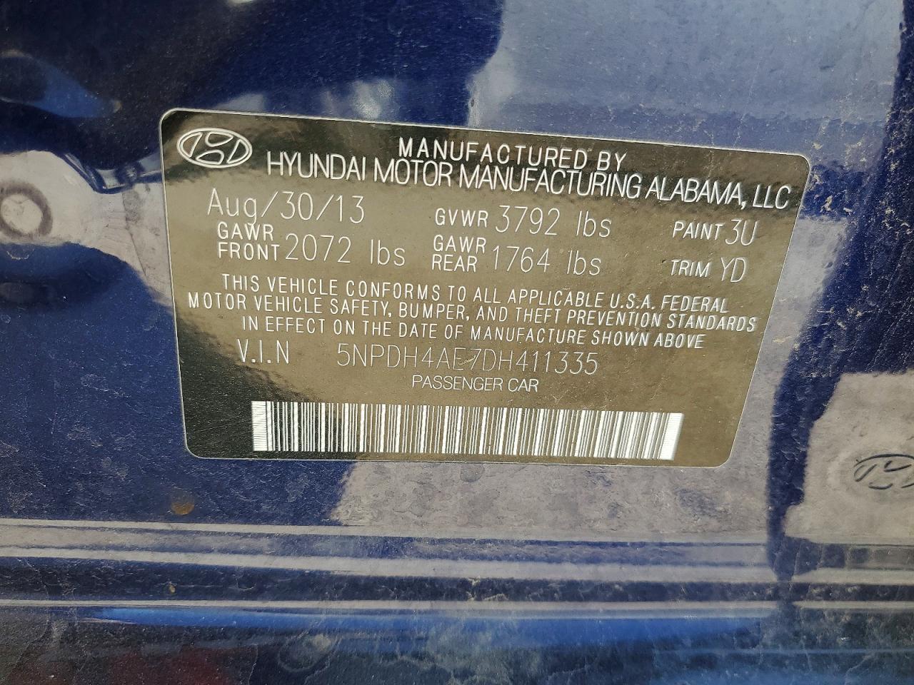 2013 HYUNDAI ELANTRA GLS photo 12