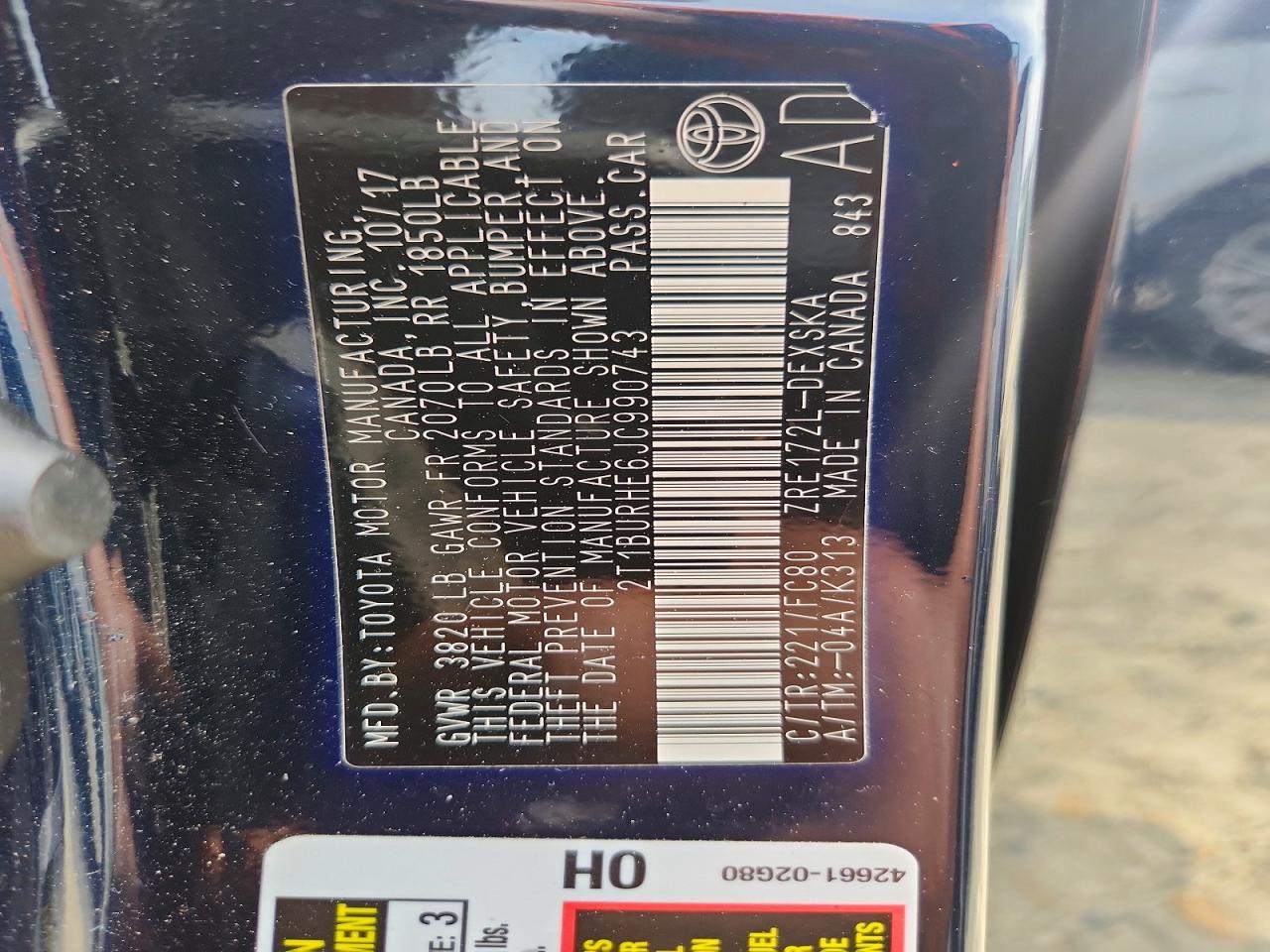 2018 TOYOTA COROLLA SE photo 12