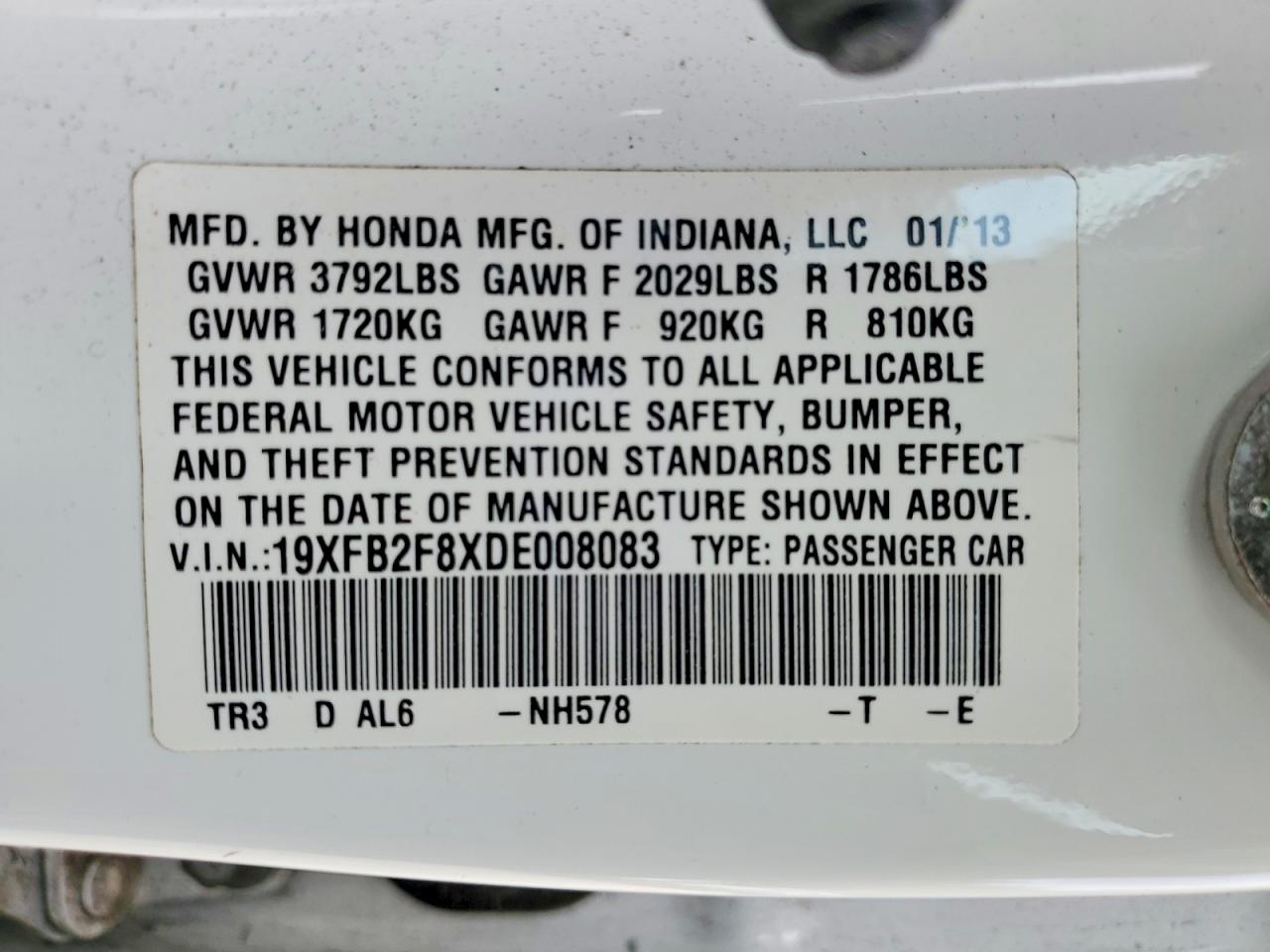2013 HONDA CIVIC EX photo 23