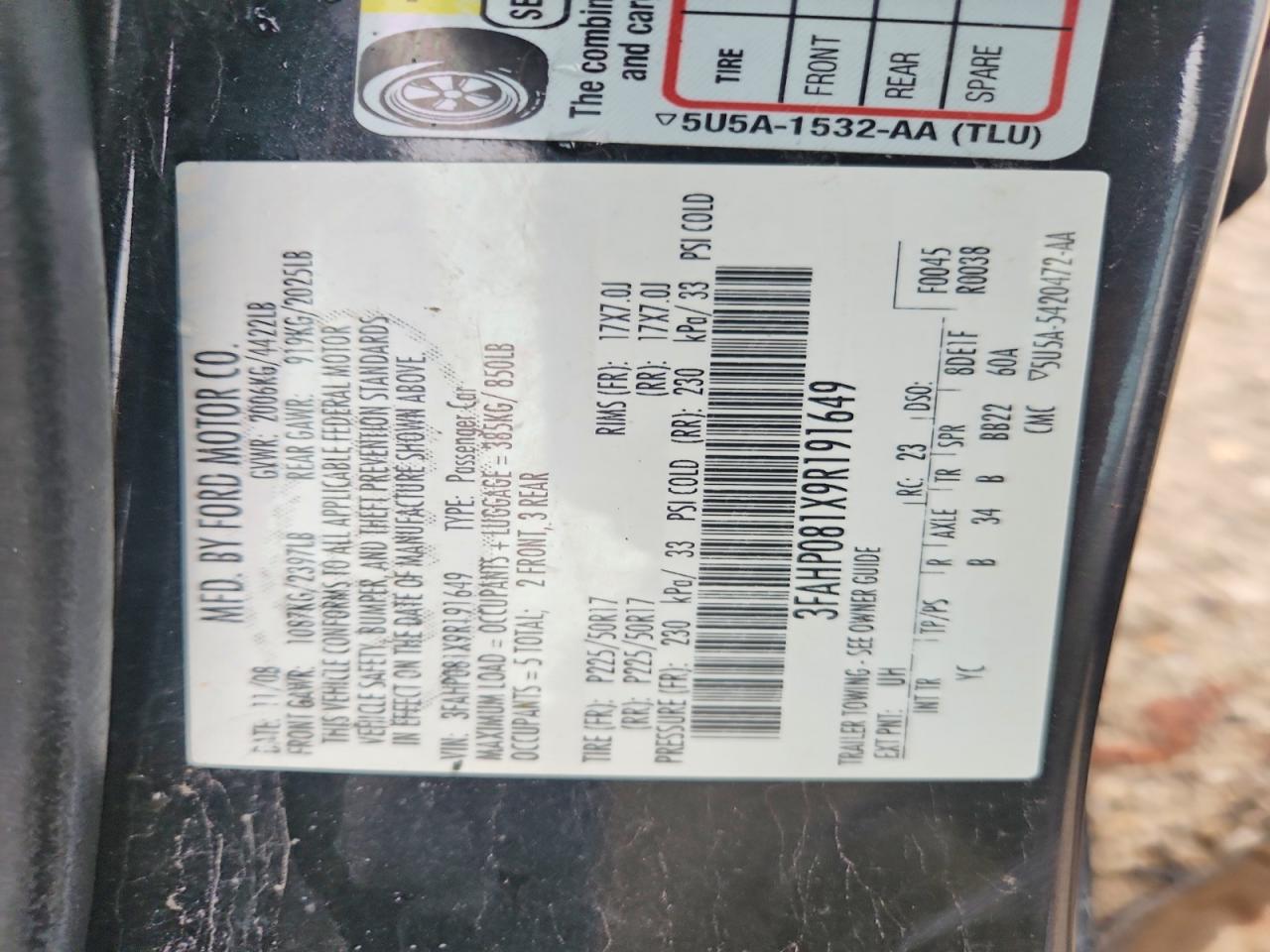 2009 FORD FUSION photo 23
