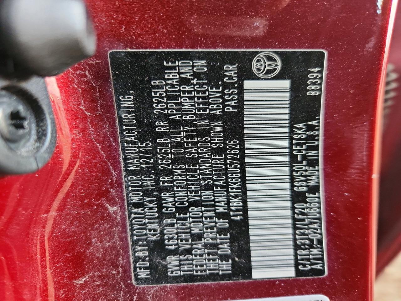 2016 TOYOTA CAMRY XSE V6 photo 12