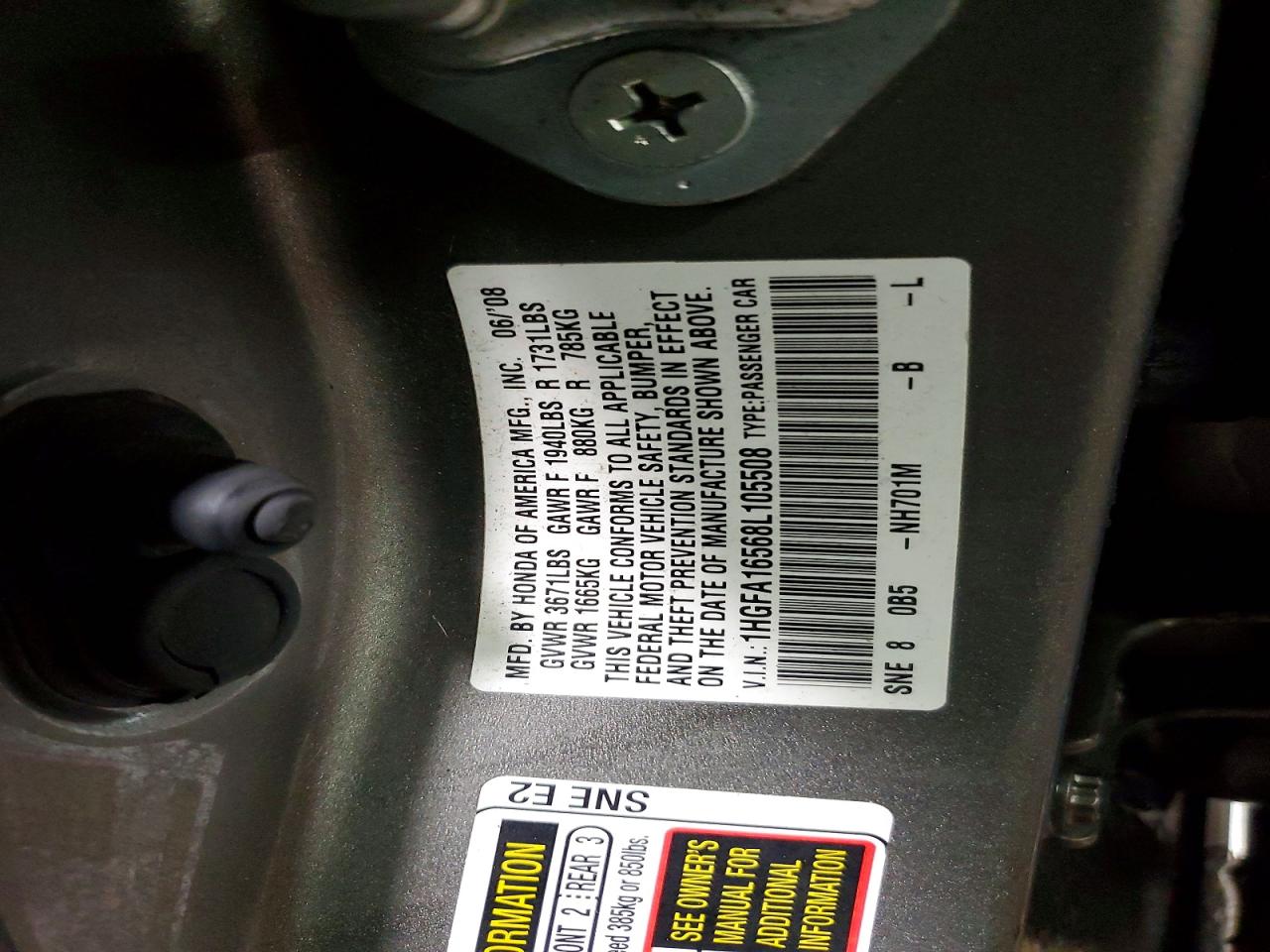 2008 HONDA CIVIC LX photo 34