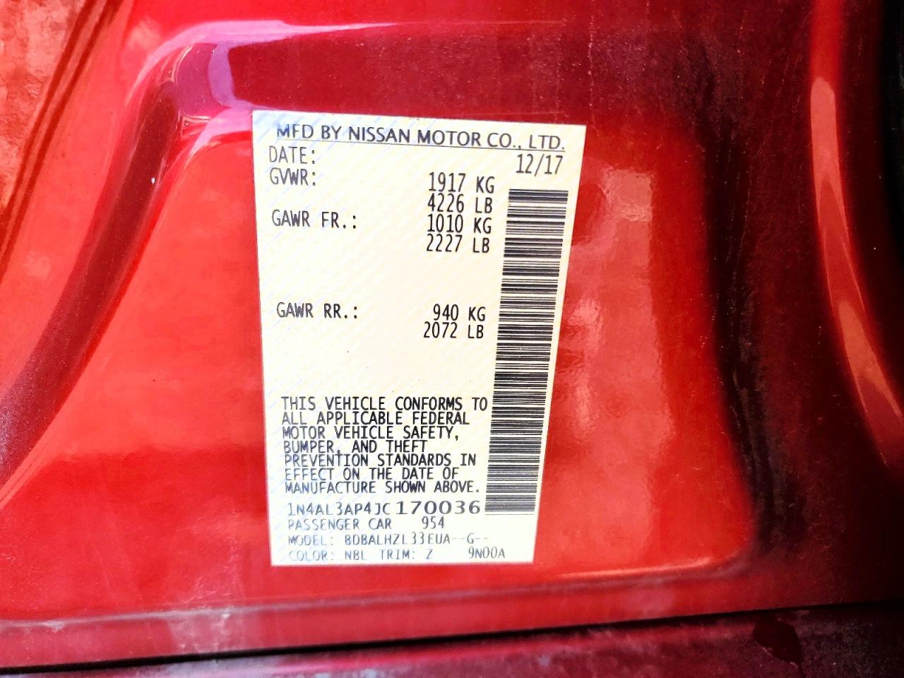 2018 NISSAN ALTIMA 2.5 SR photo 12