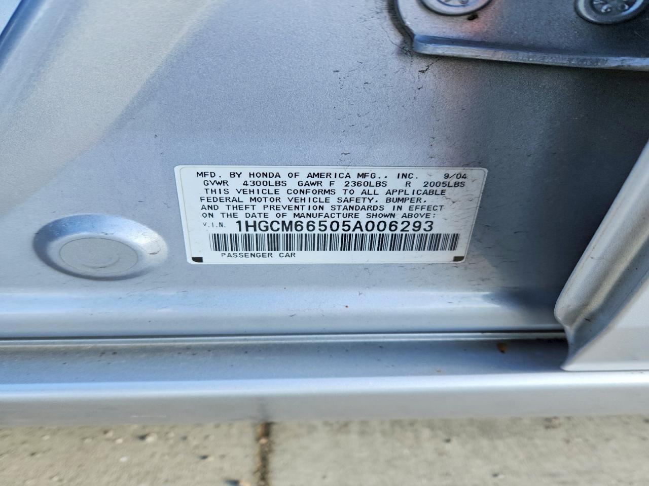 2005 HONDA ACCORD EX photo 23