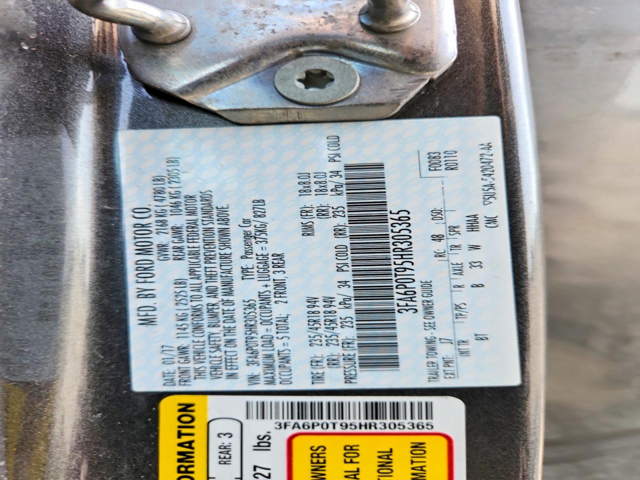 2017 FORD FUSION SE photo 23