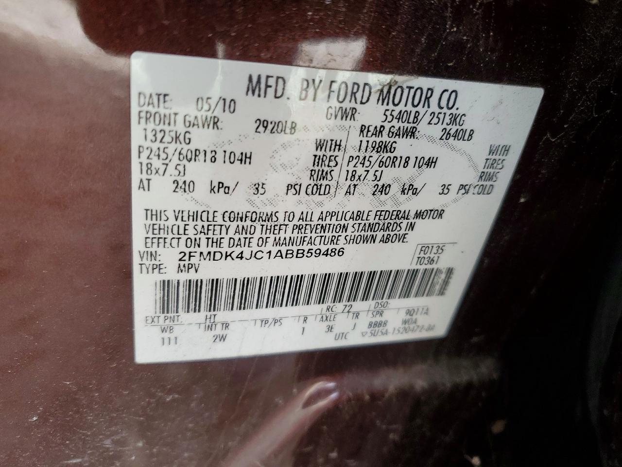 2010 FORD EDGE SEL photo 37