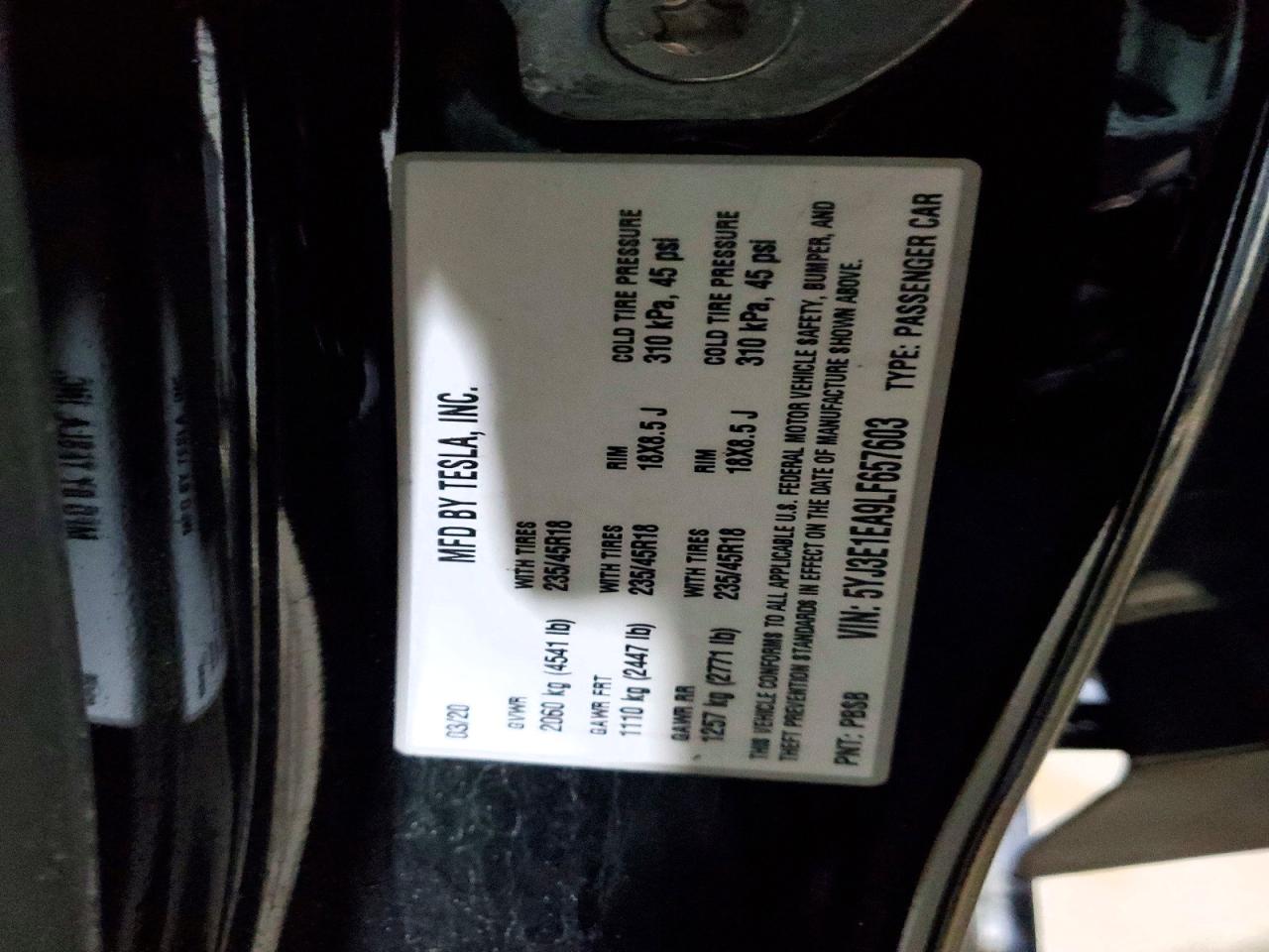 2020 TESLA MODEL 3 photo 12