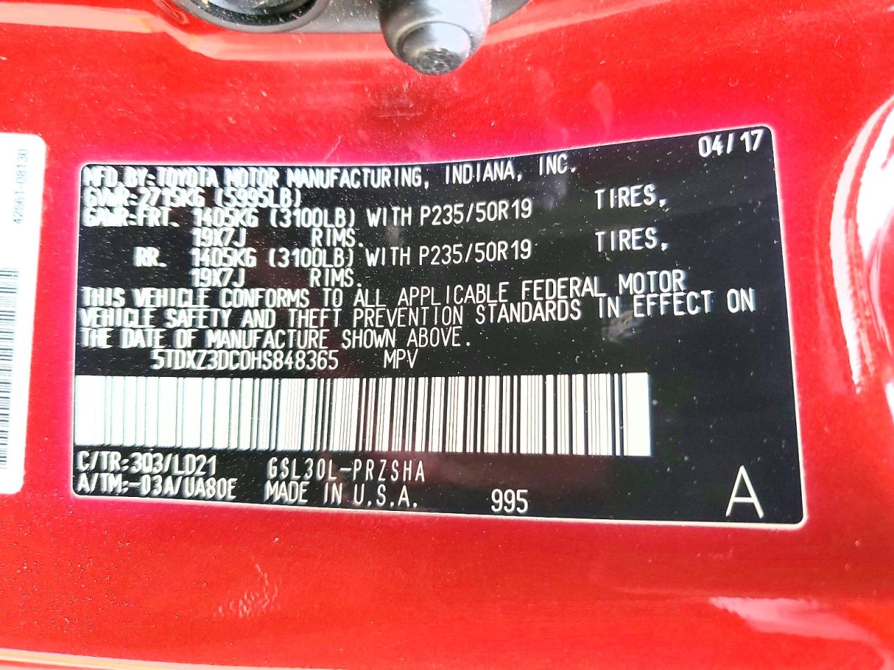 2017 TOYOTA SIENNA SE 8-PASSENGER photo 25