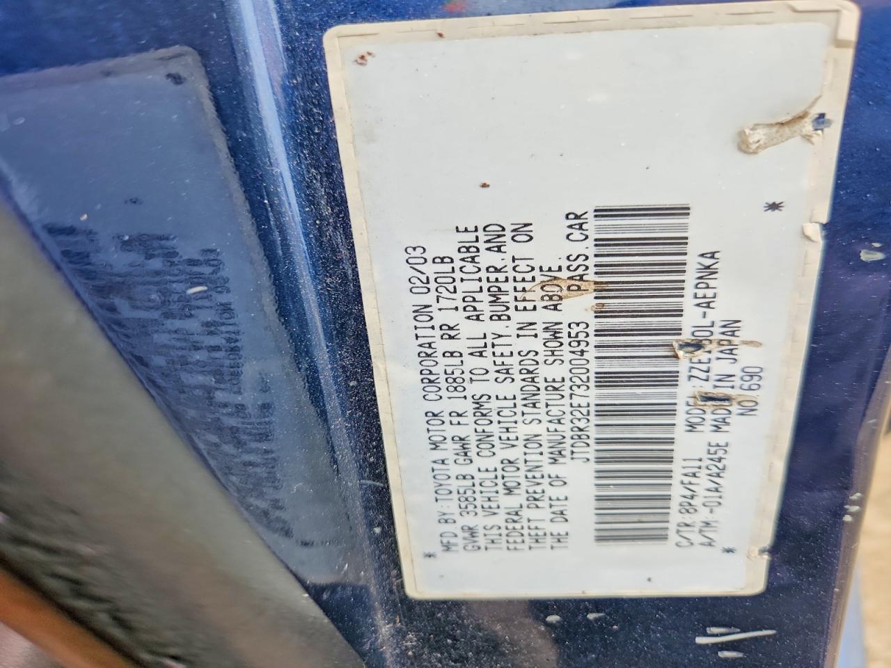 2003 TOYOTA COROLLA LE photo 13