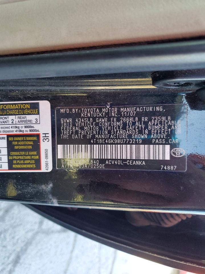 2008 TOYOTA CAMRY LE photo 12