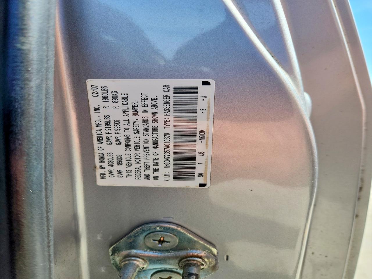 2007 HONDA ACCORD LX photo 23