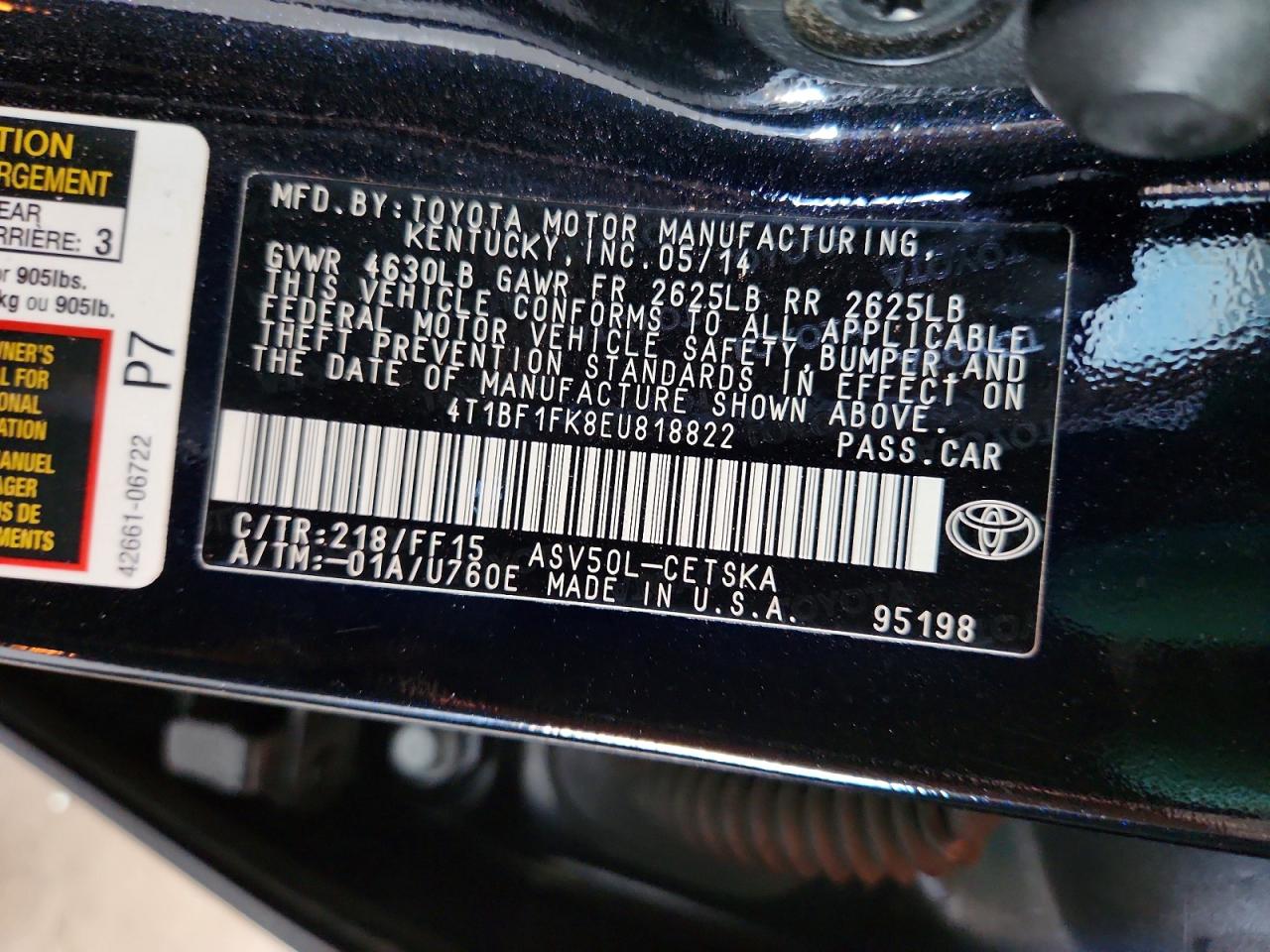 2014 TOYOTA CAMRY SE photo 12