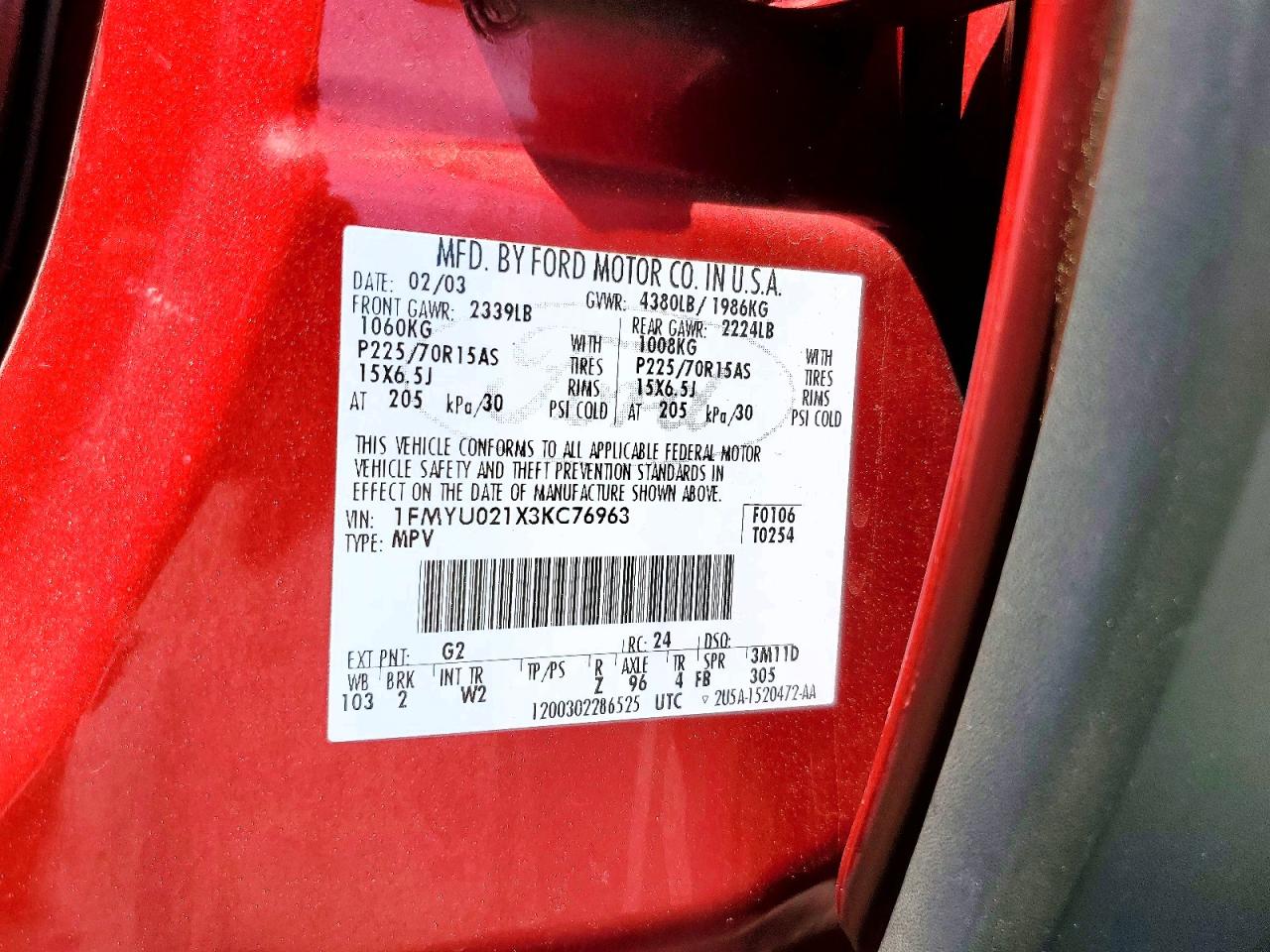 2003 FORD ESCAPE XLS photo 13