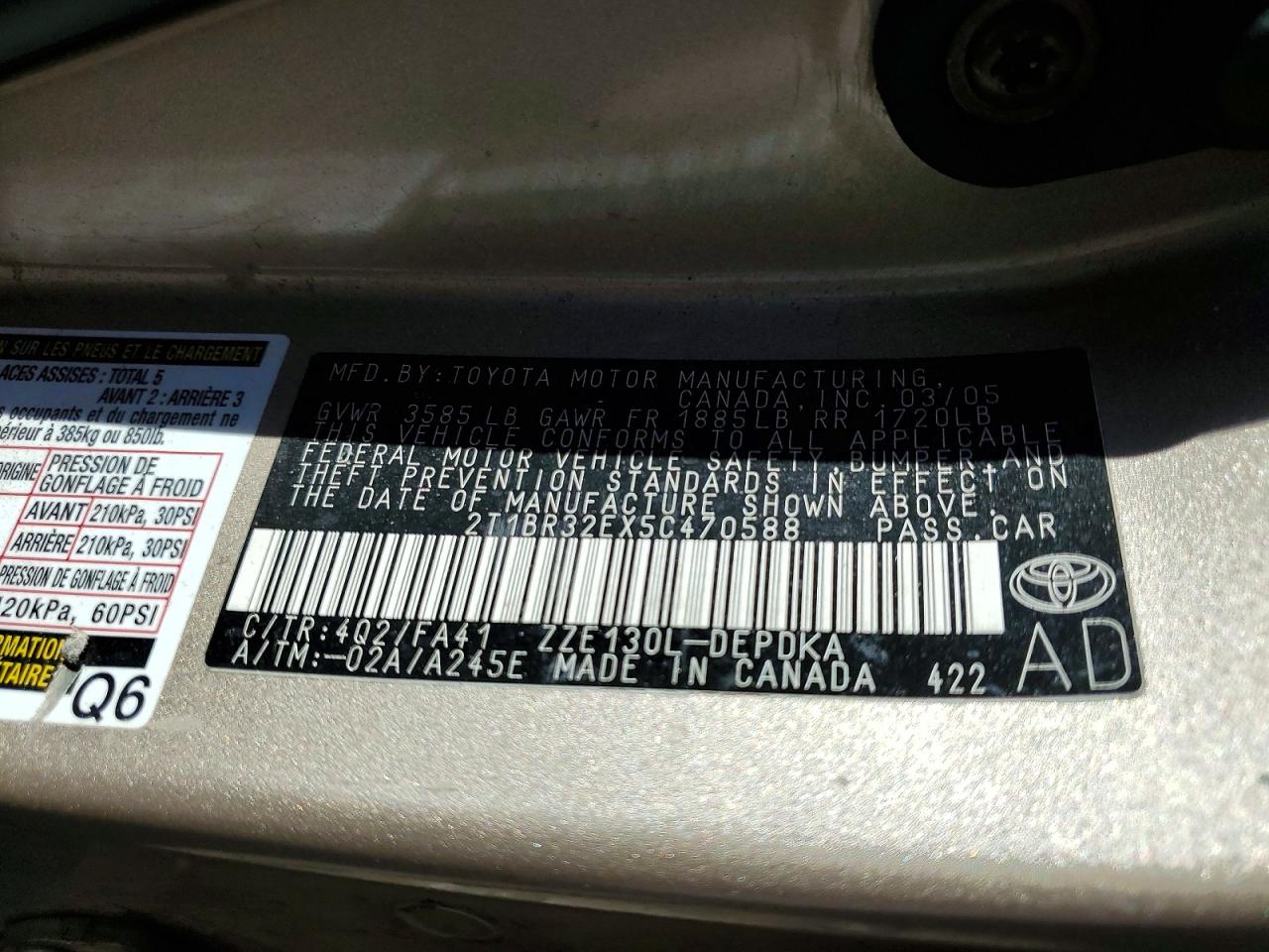 2005 TOYOTA COROLLA CE photo 12