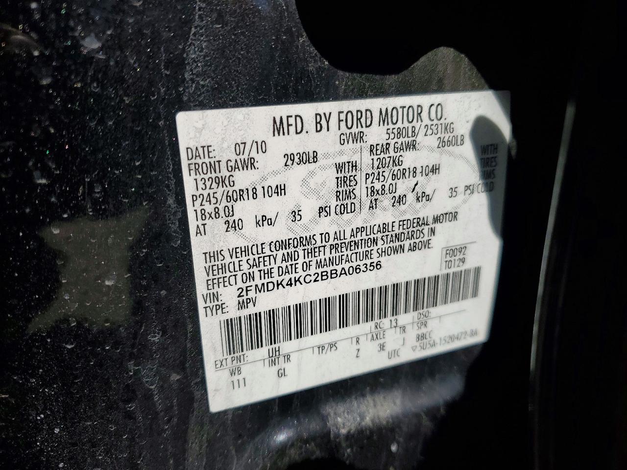 2011 FORD EDGE LIMITED photo 27