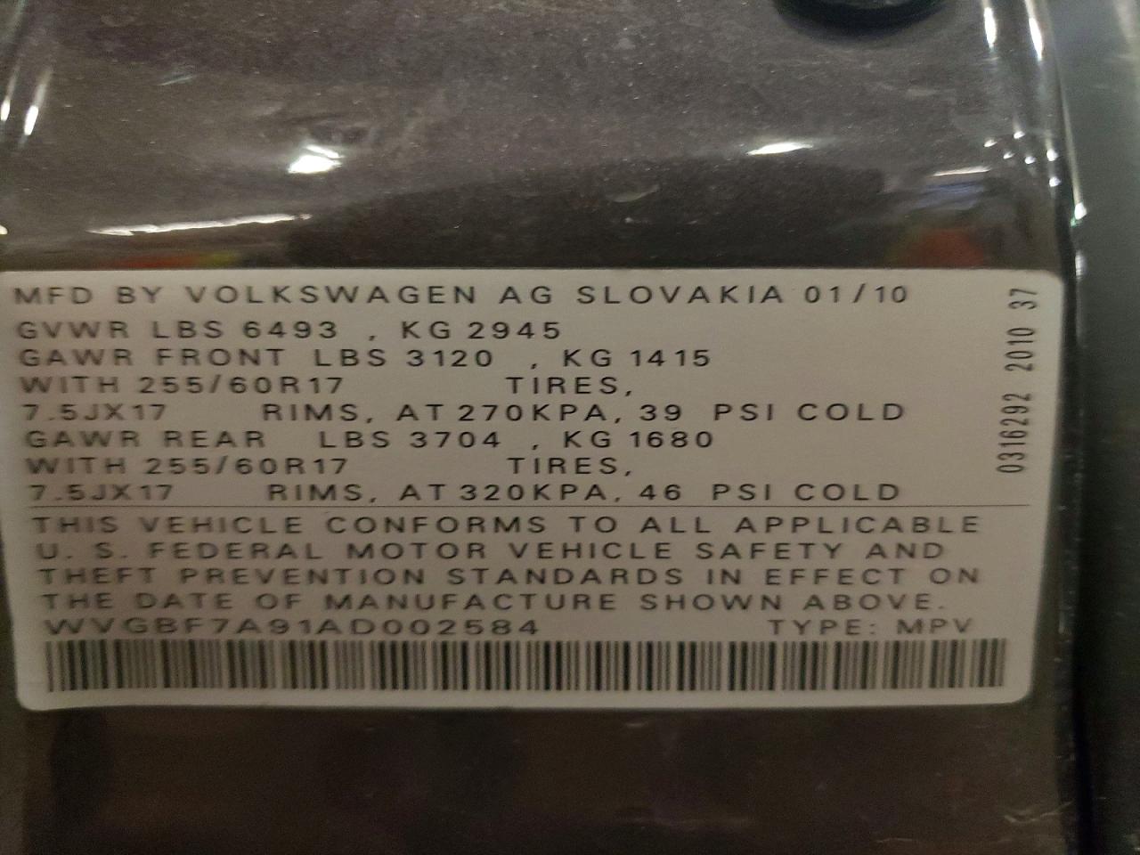 2010 VOLKSWAGEN TOUAREG V6 photo 37