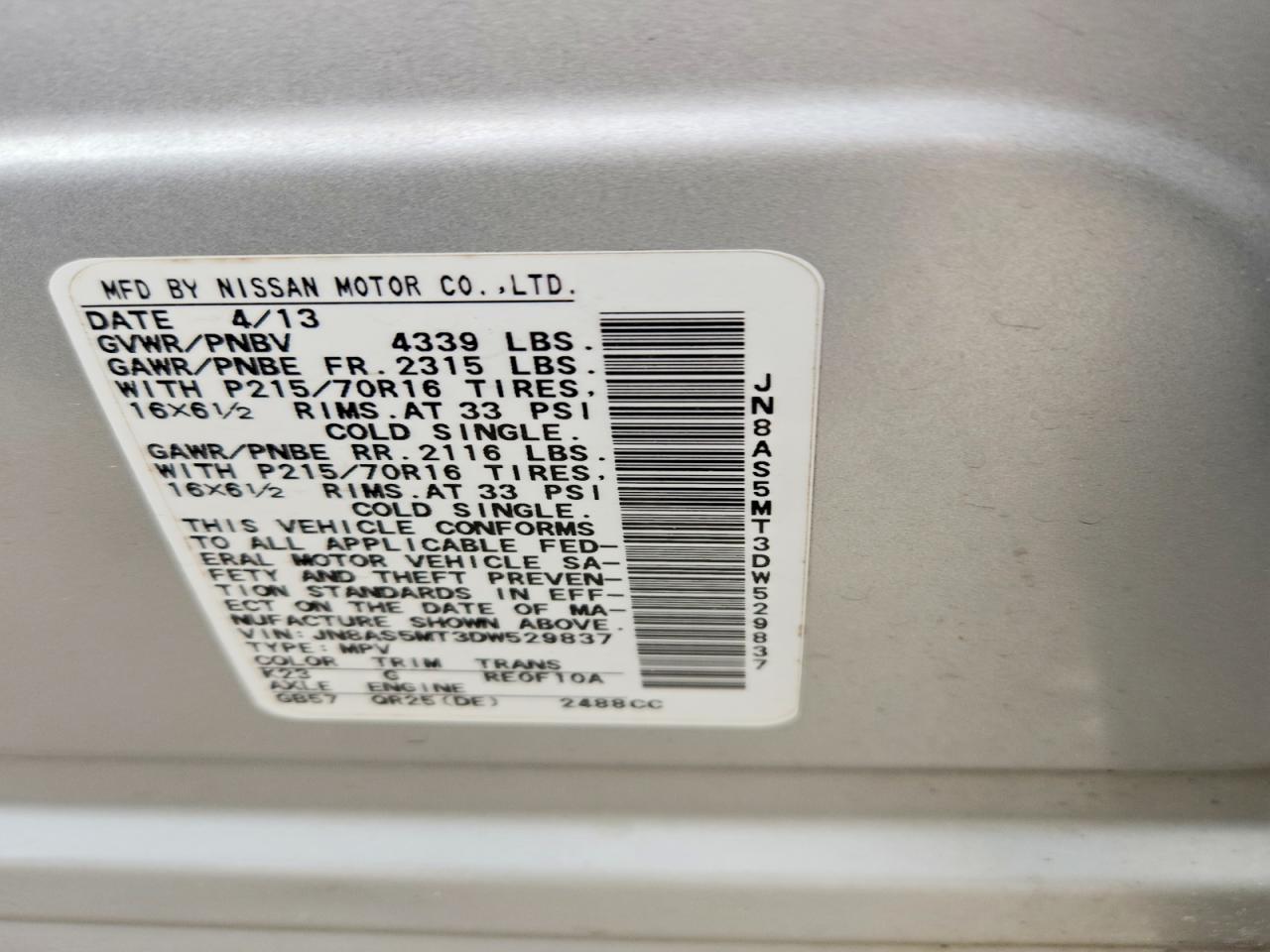 2013 NISSAN ROGUE S photo 37