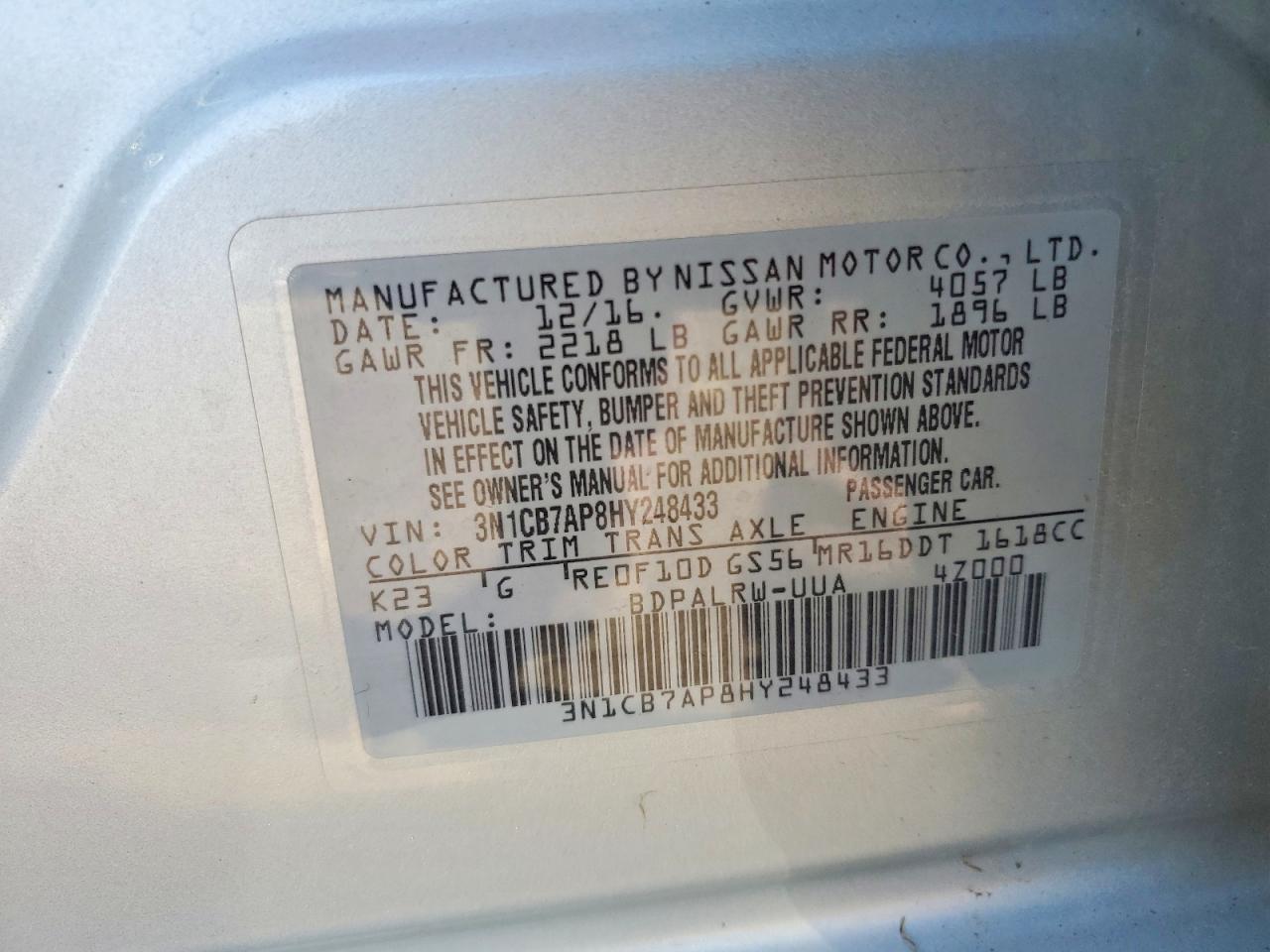 2017 NISSAN SENTRA SR TURBO photo 23