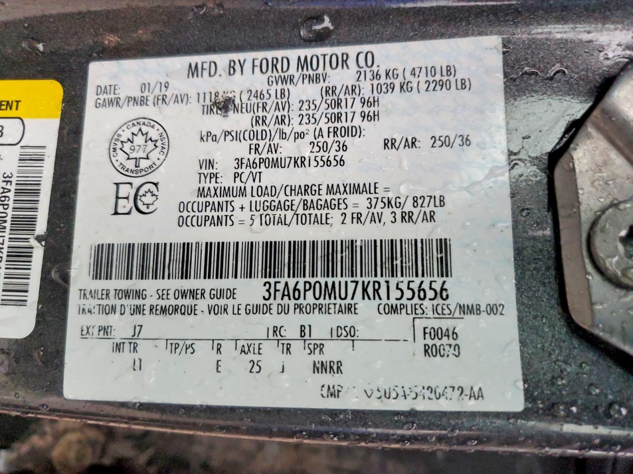 2019 FORD FUSION SEL photo 23