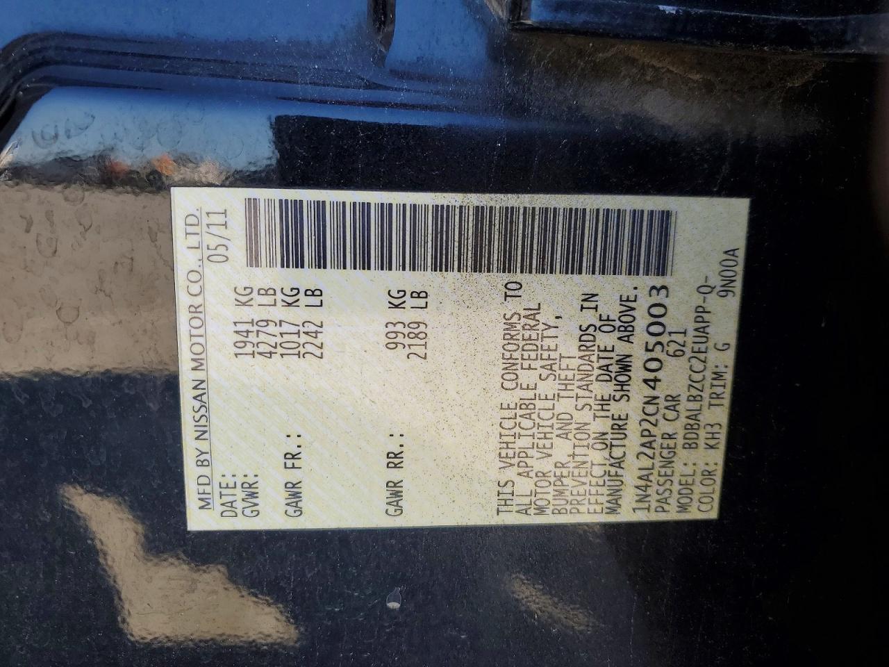 2012 NISSAN ALTIMA 2.5 photo 13