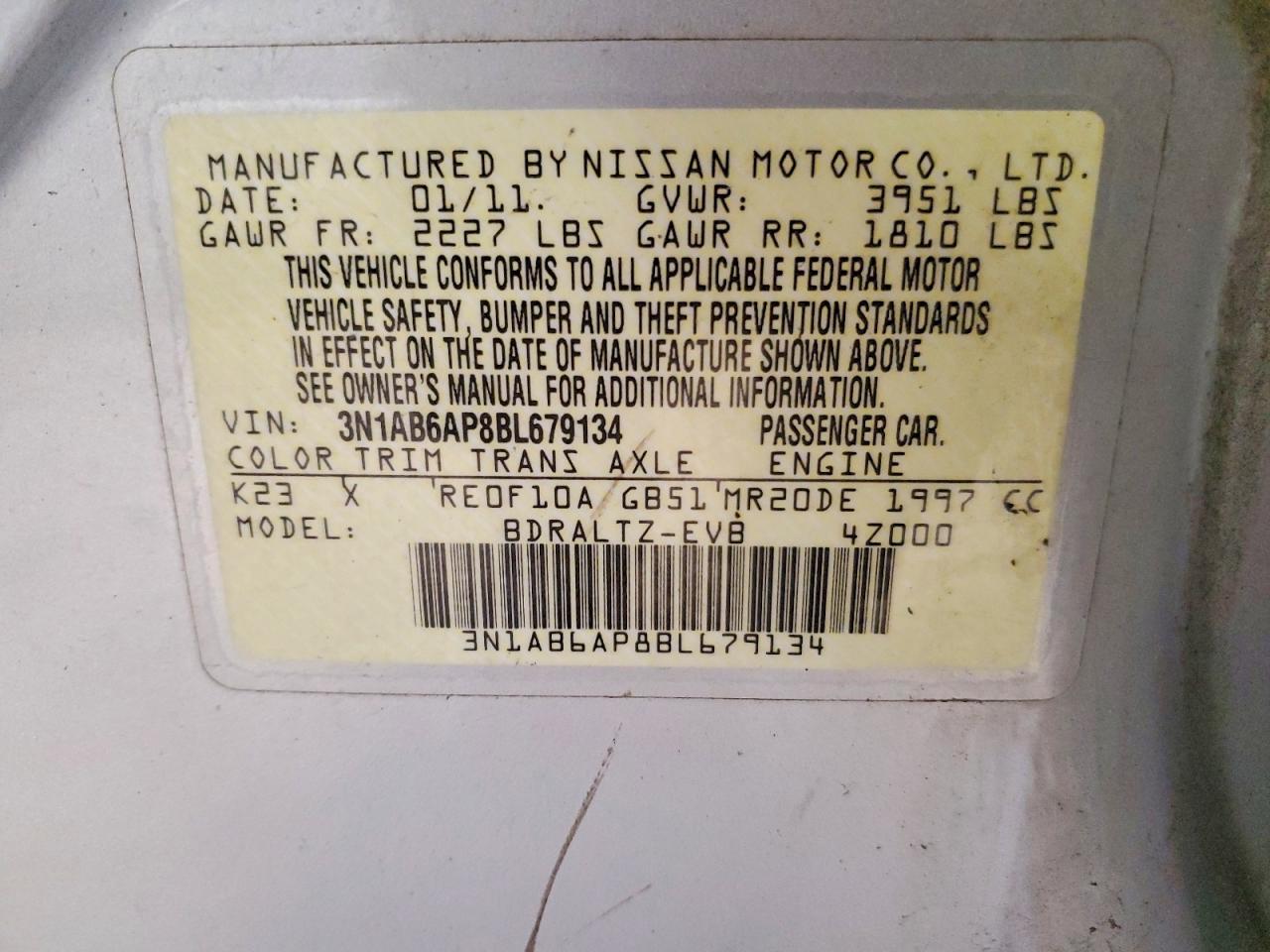 2011 NISSAN SENTRA 2.0 photo 12