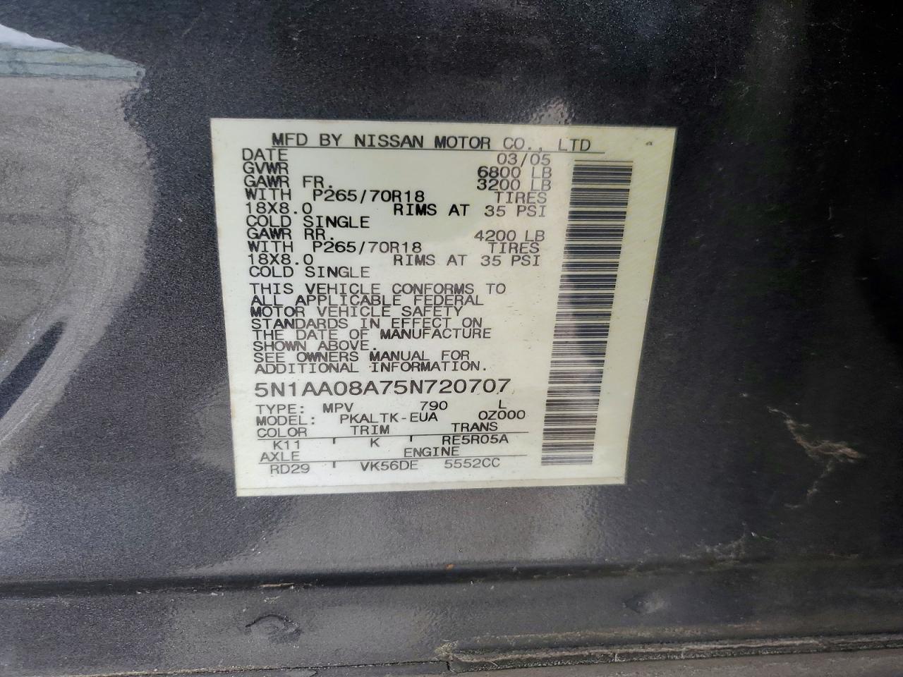 2005 NISSAN ARMADA SE photo 27