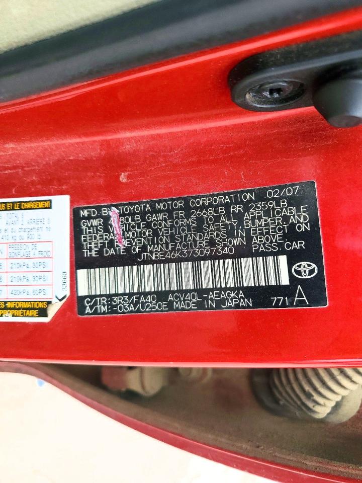 2007 TOYOTA CAMRY XLE photo 12